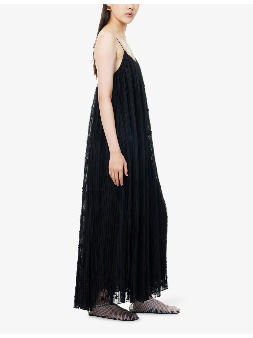 Floral Pleated Woven Maxi Dress - 3