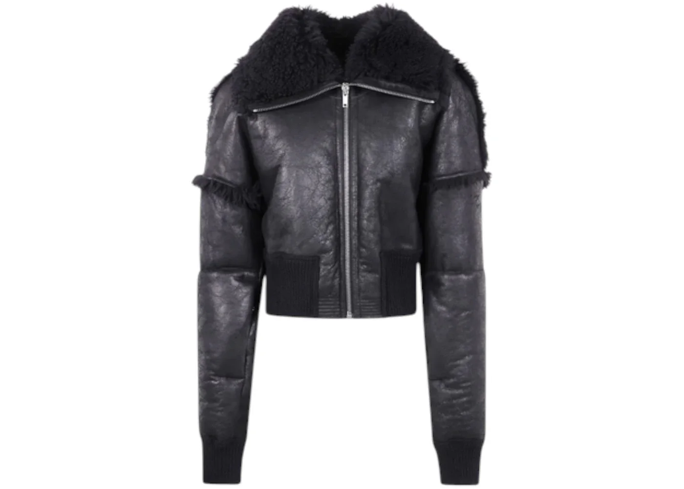 Rick Owens Bomber In Montone Flight Cropped Jacket Black - 1