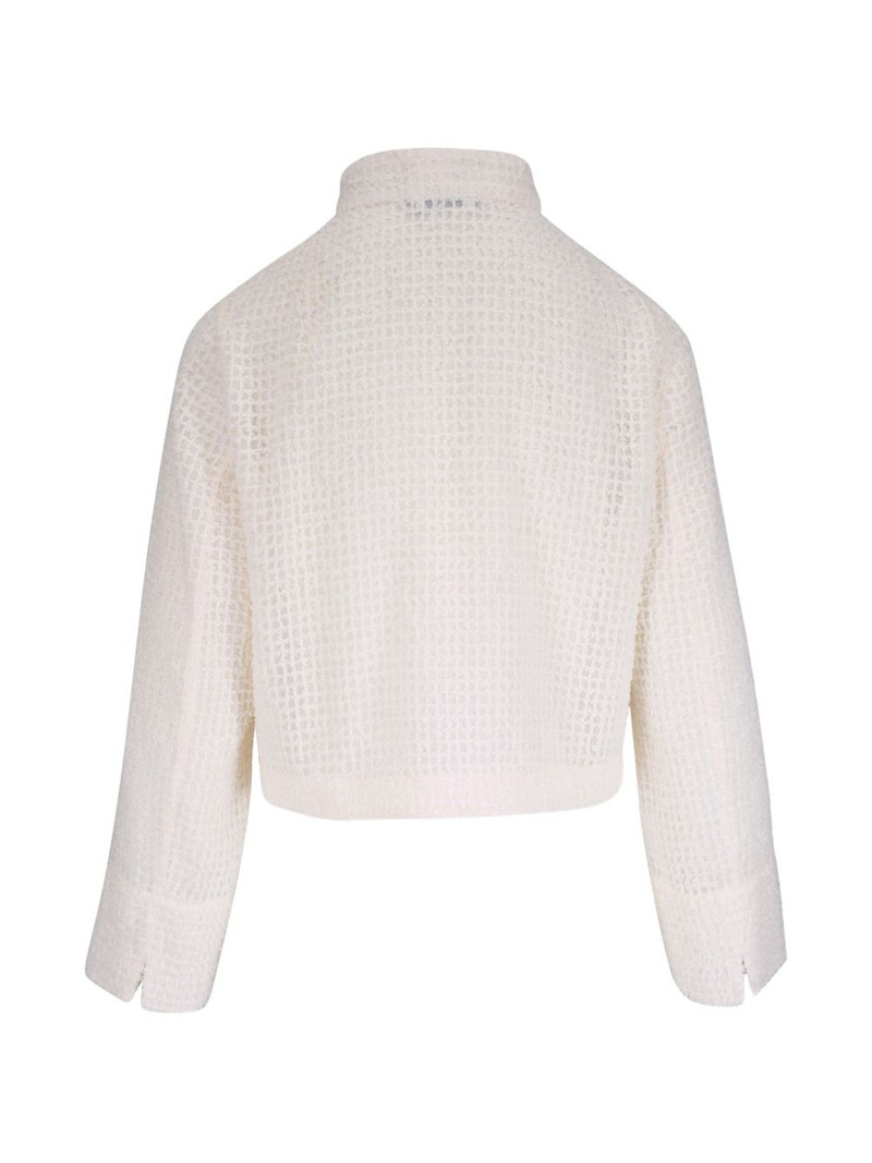 AKRIS collarless textured jacket outlook