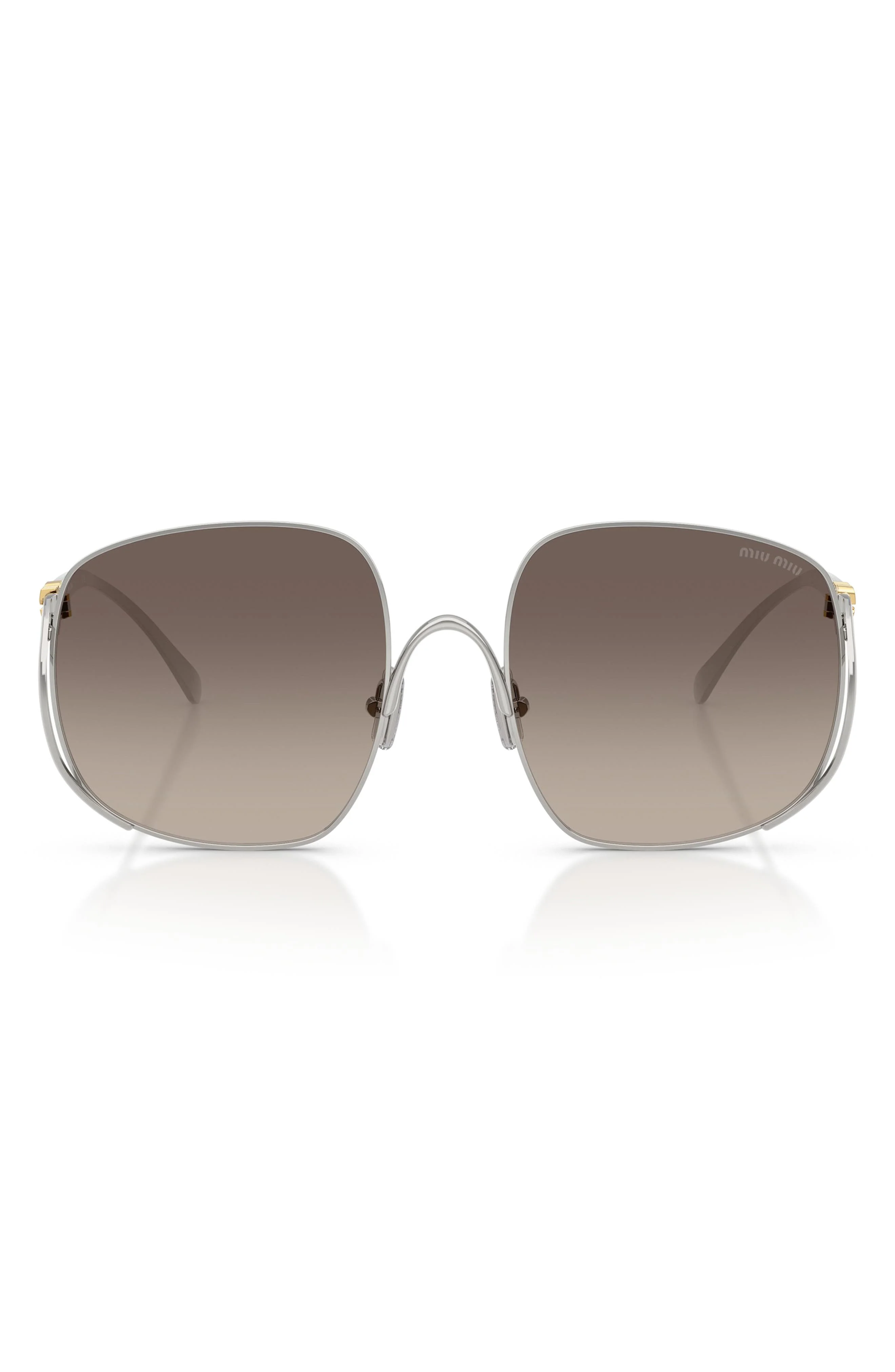 Miu Miu MU A57S 57mm Gradient Square Sunglasses in Silver/Grey Gradient at Nordstrom - 1