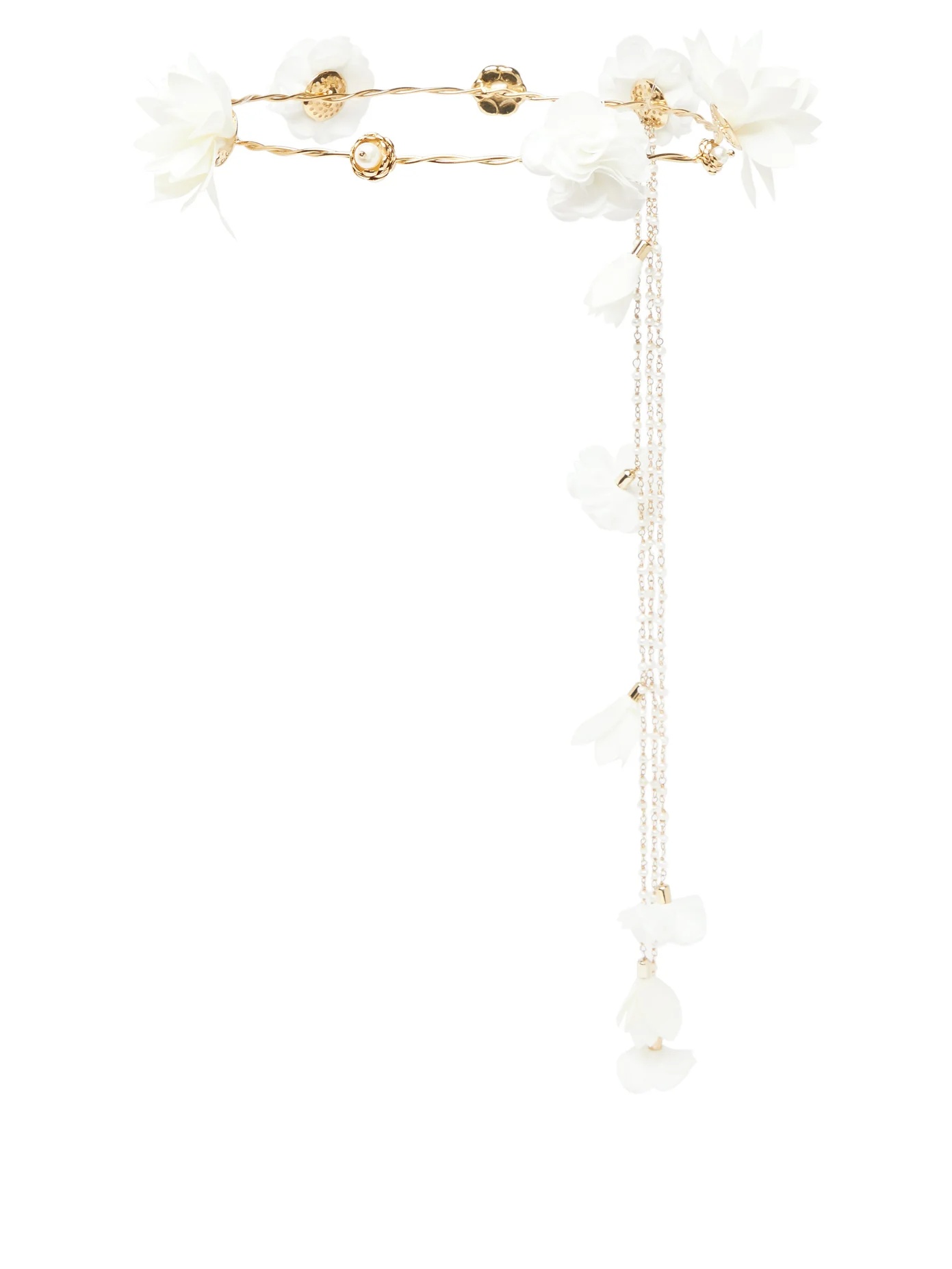 Sentiero satin-flower and faux-pearl tiara - 1