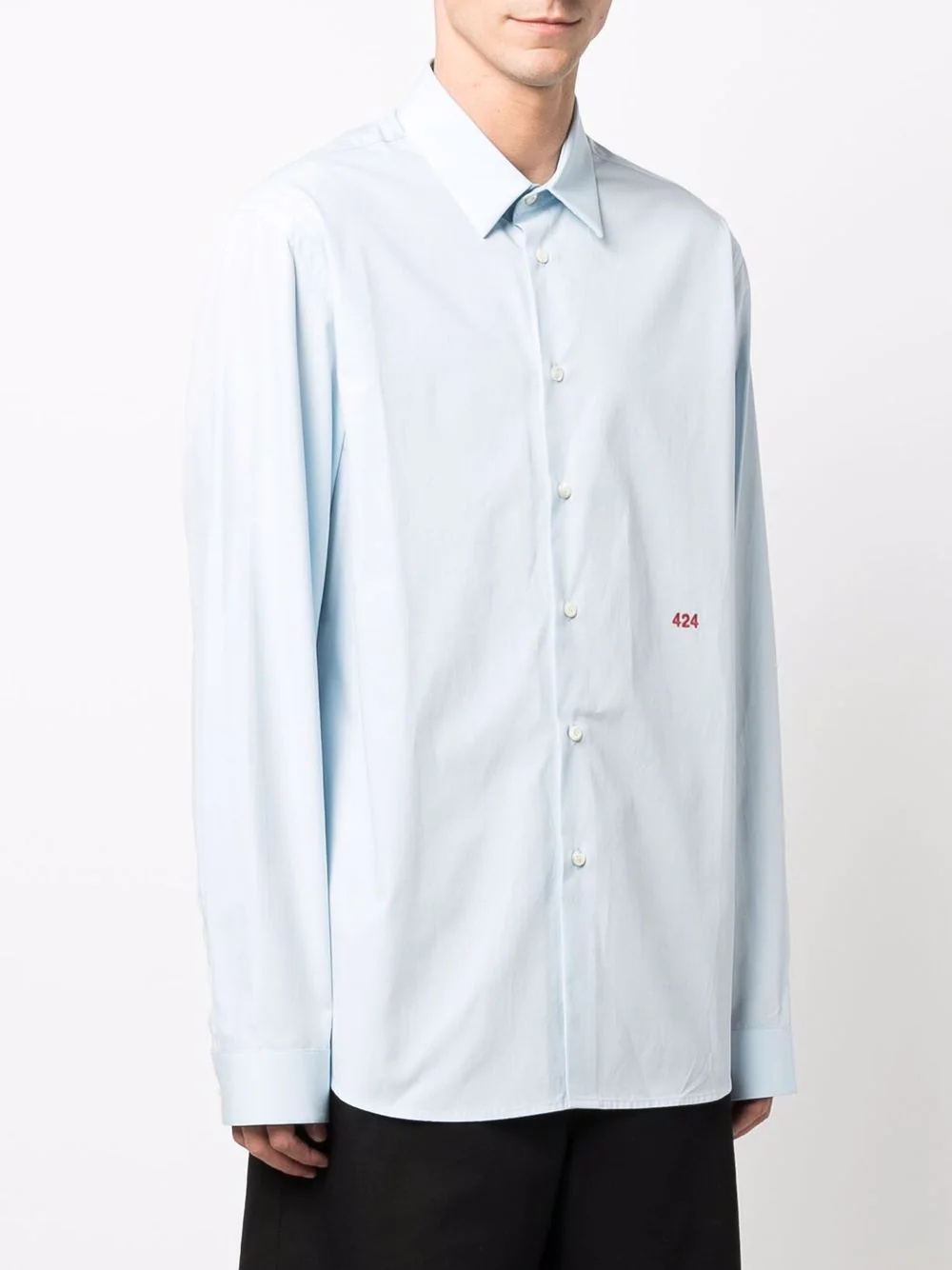 embroidered-logo cotton shirt - 3