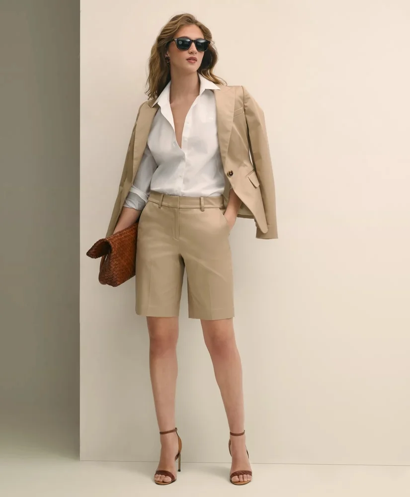 Cotton Blend Twill Bermuda Shorts - 1