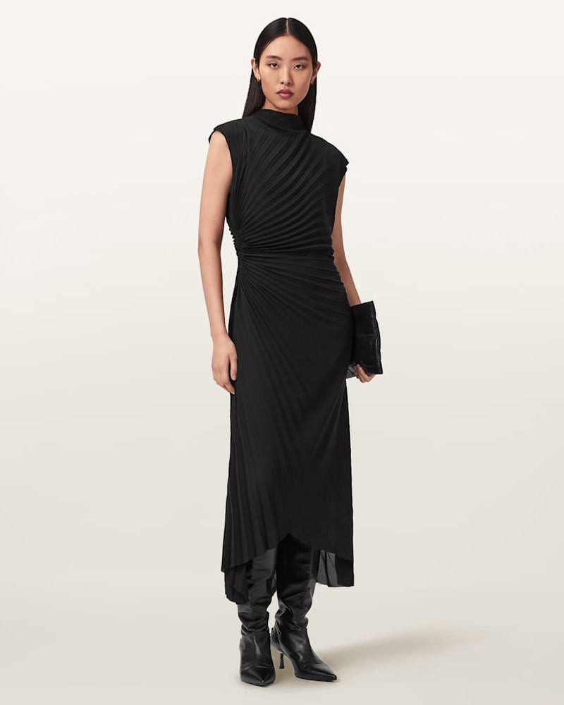 ALLSAINTS RAYANNA PLEATED MIDI DRESS outlook