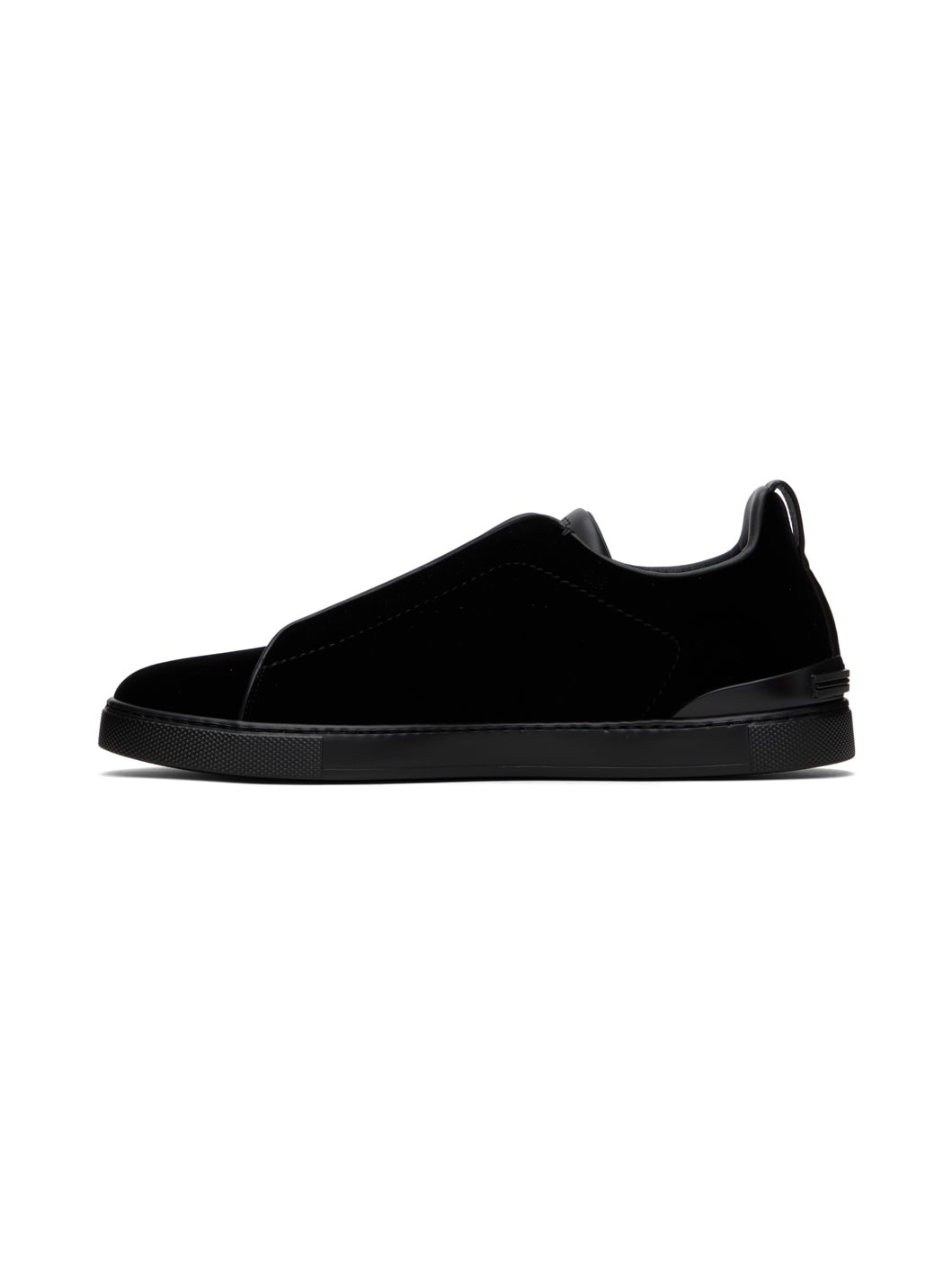 Black Velvet Triple Stitch Sneakers - 3