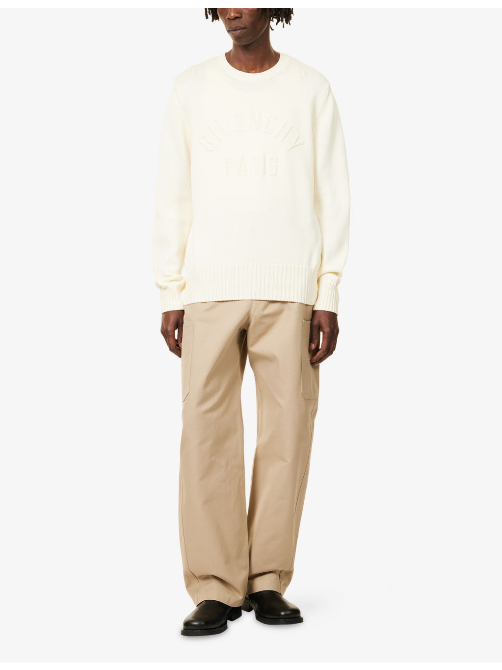 Brand-Embroidery Crewneck Cotton Jumper - 2