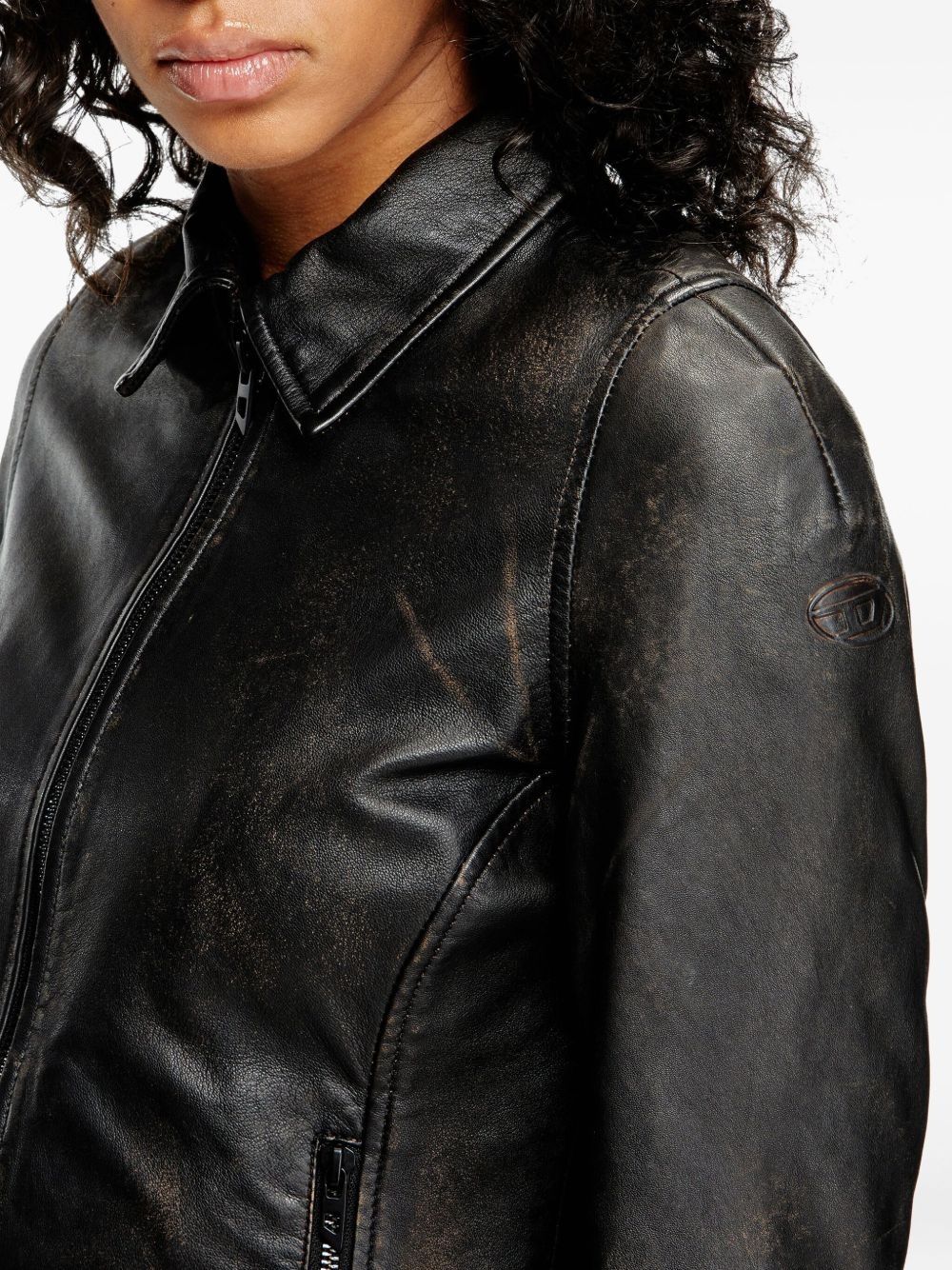 L-Egrad zip-front shearling jacket - 5