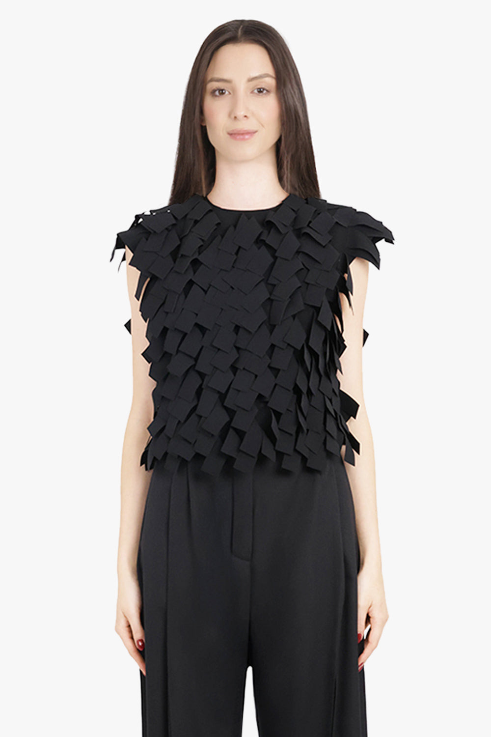 MULTI RECTANGLE FLOATING S/S TOP | BLACK - 3