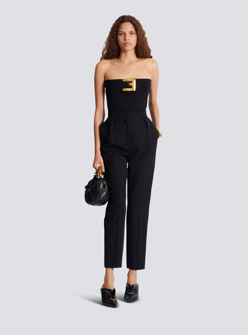 Balmain Crepe bustier bodysuit with belt detail outlook