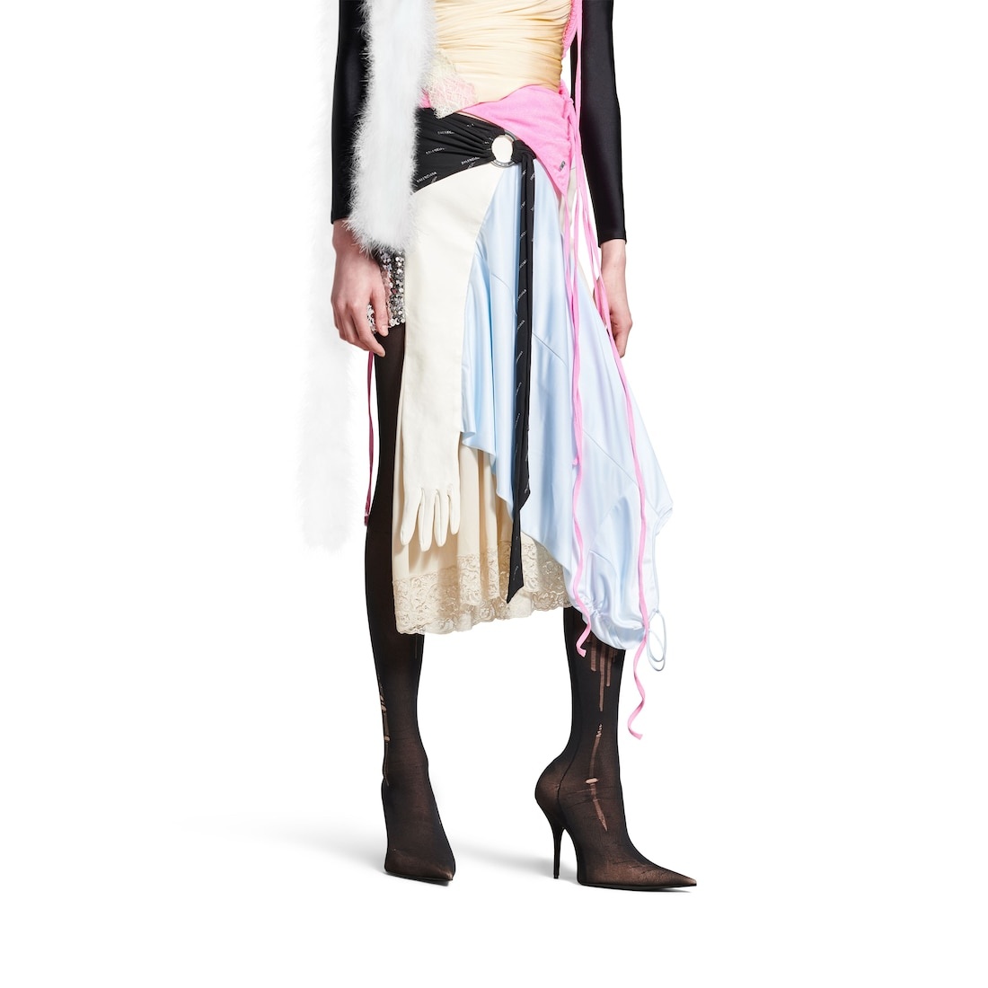 Women's Messy Patched Skirt in Multicolored - 5