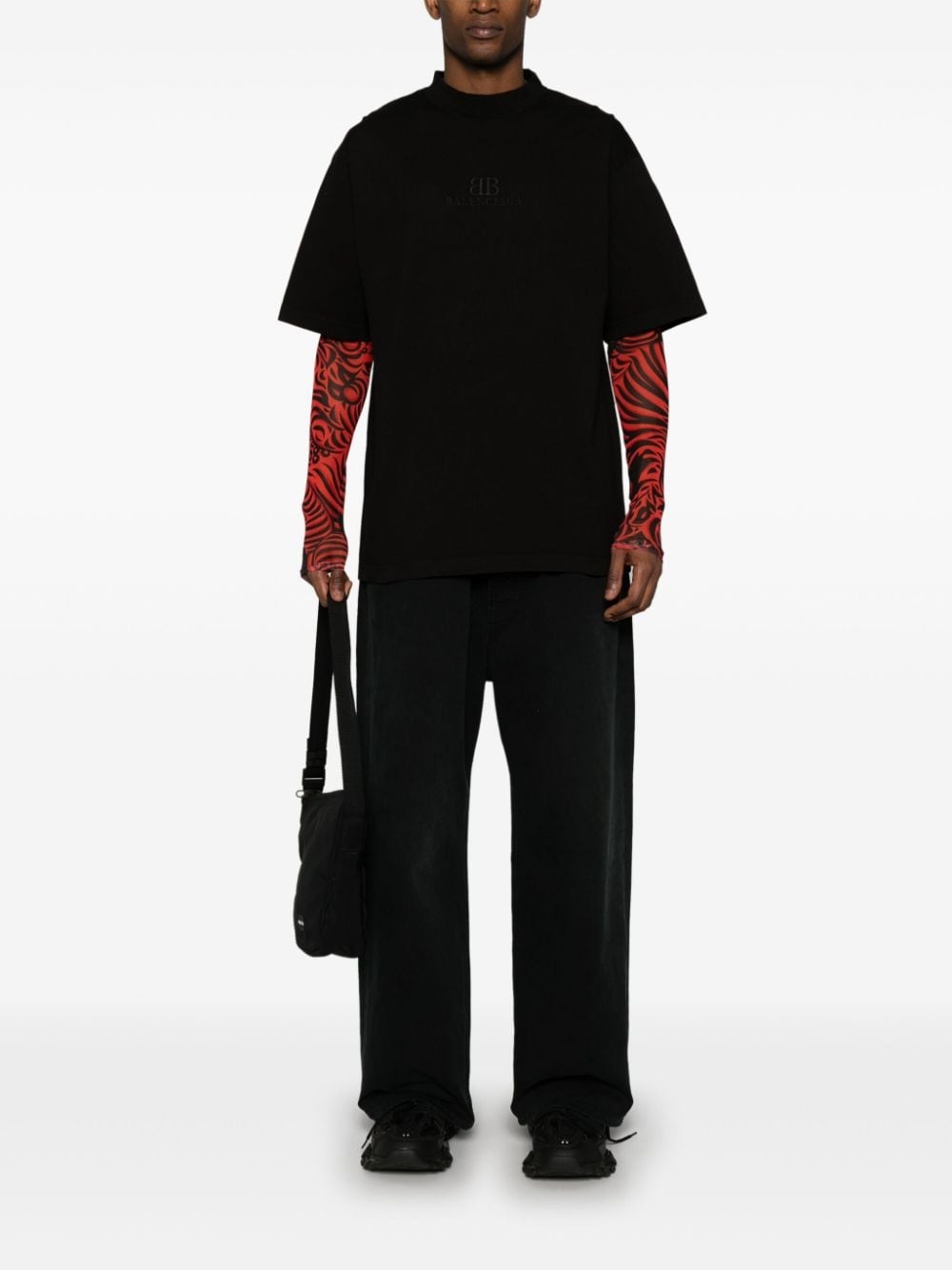logo-embroidered cotton T-shirt - 3