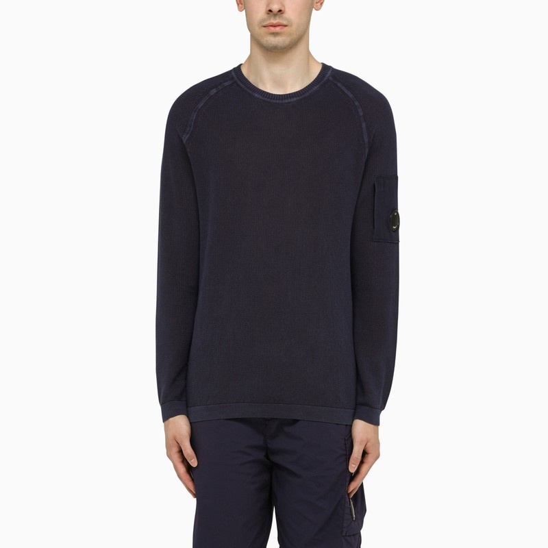 Blue cotton crew-neck sweater - 1