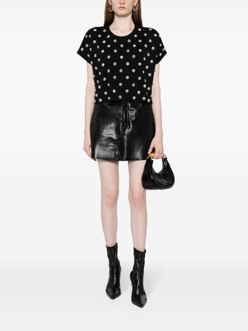 Balmain Balmain Ladies Ehv Noir / Crystal Crystal-Embellished Cotton T-Shirt, Size Small outlook