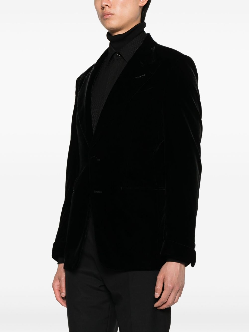 single-breasted velvet blazer - 3