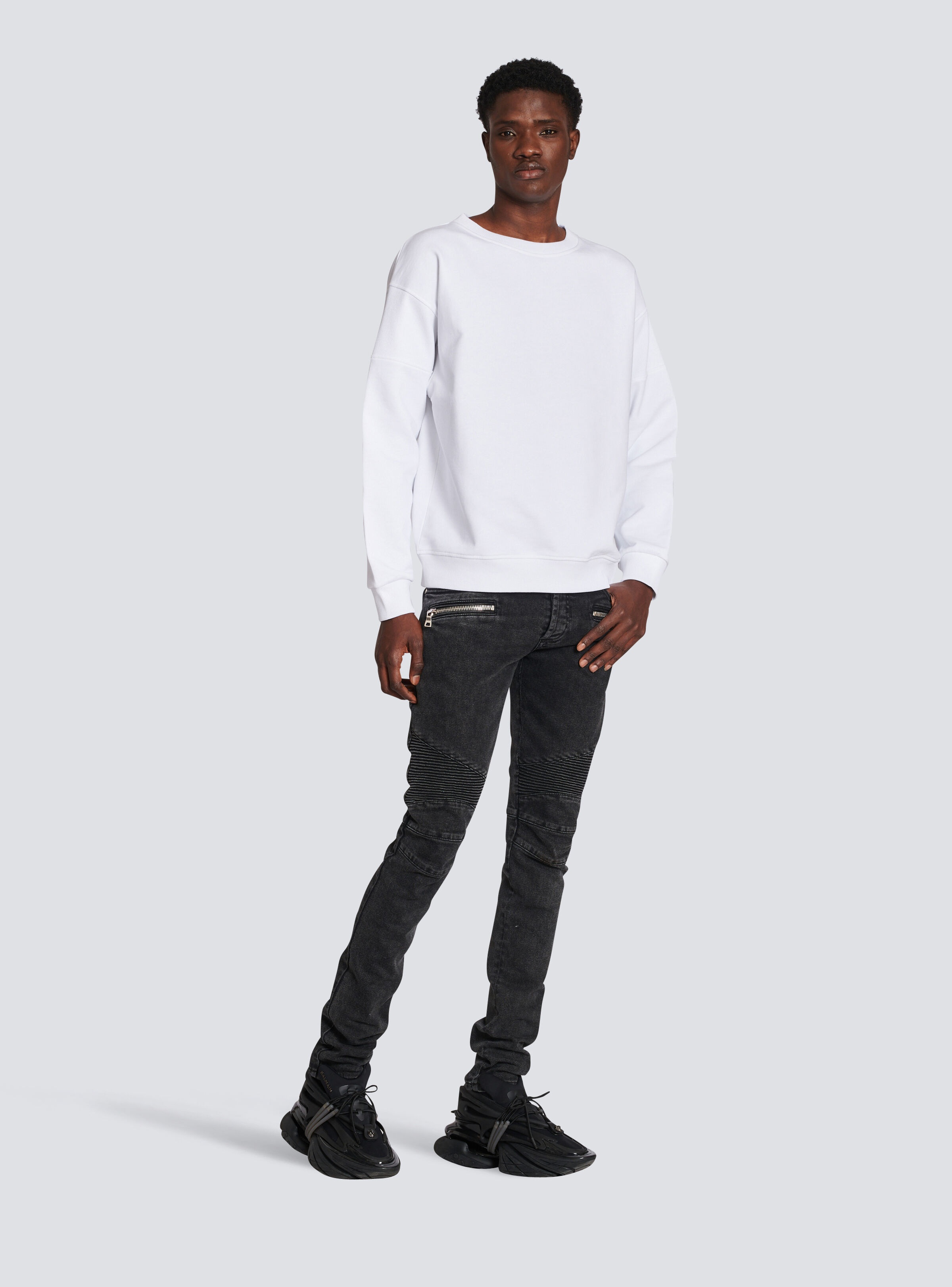Eco-designed cotton sweatshirt with Balmain logo print - 4
