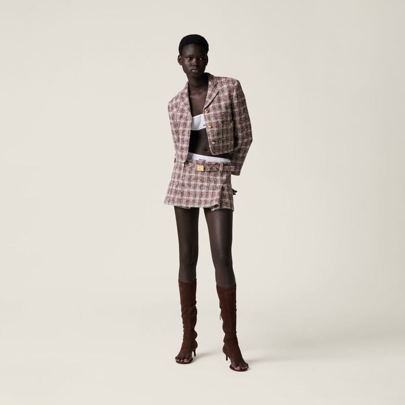 Miu Miu Single-breasted check jacket outlook