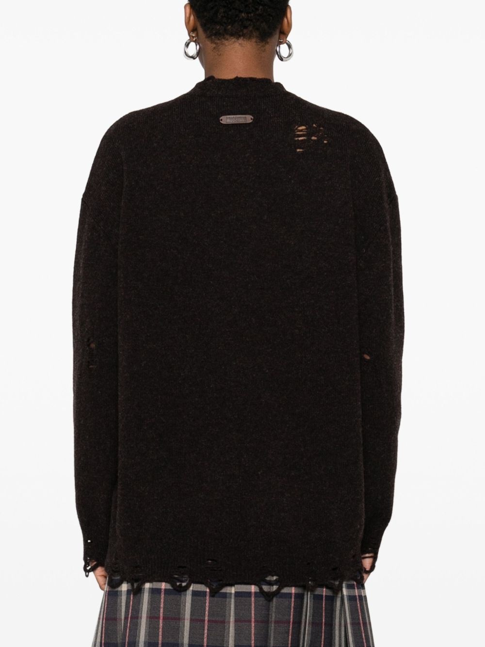 distressed crew-neck sweater - 4