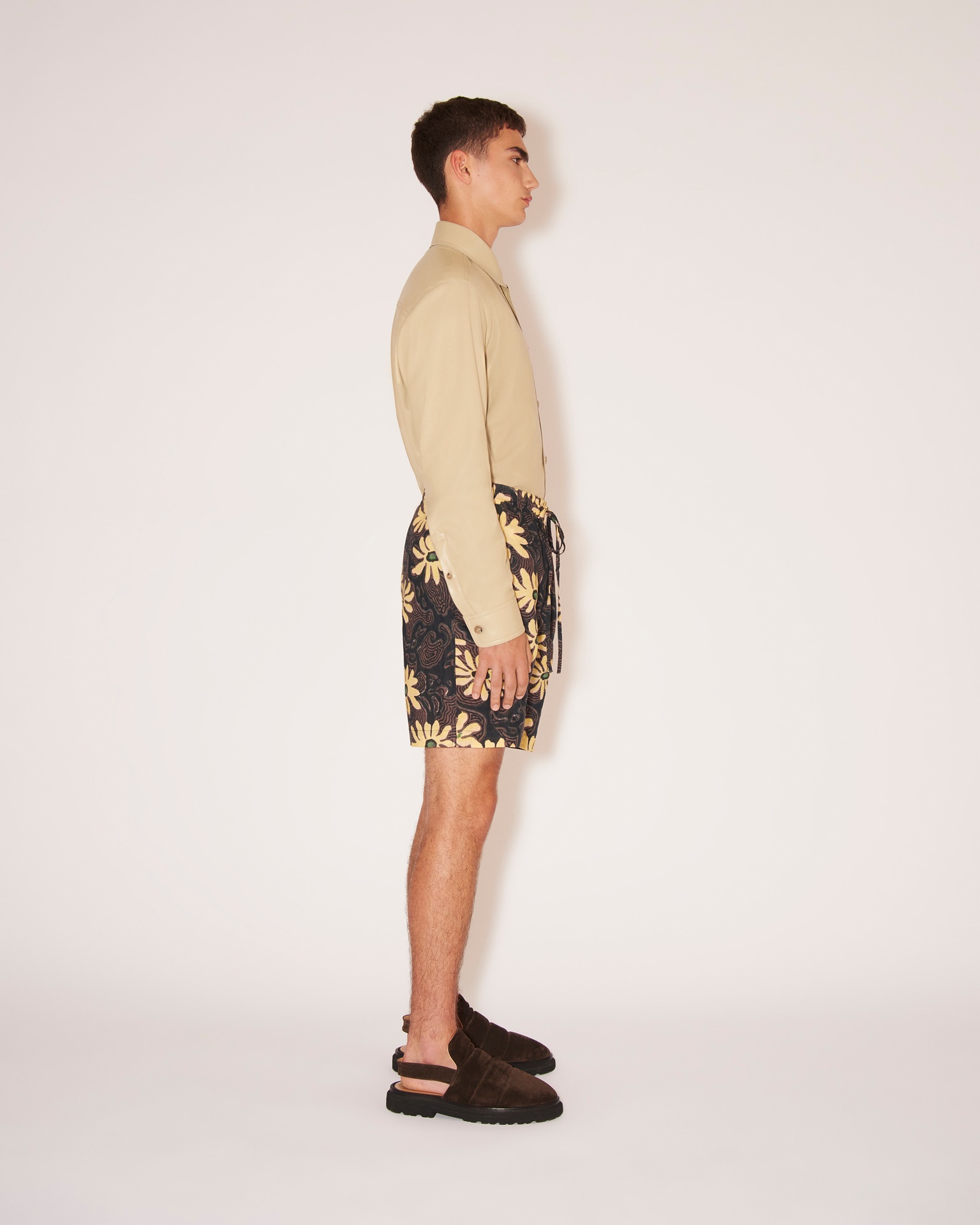 DOXXI - Cotton-linen floral shorts - Black - 3