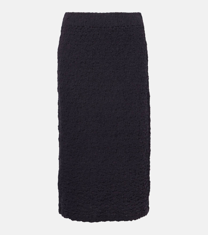 Smocked cotton-blend midi skirt - 1