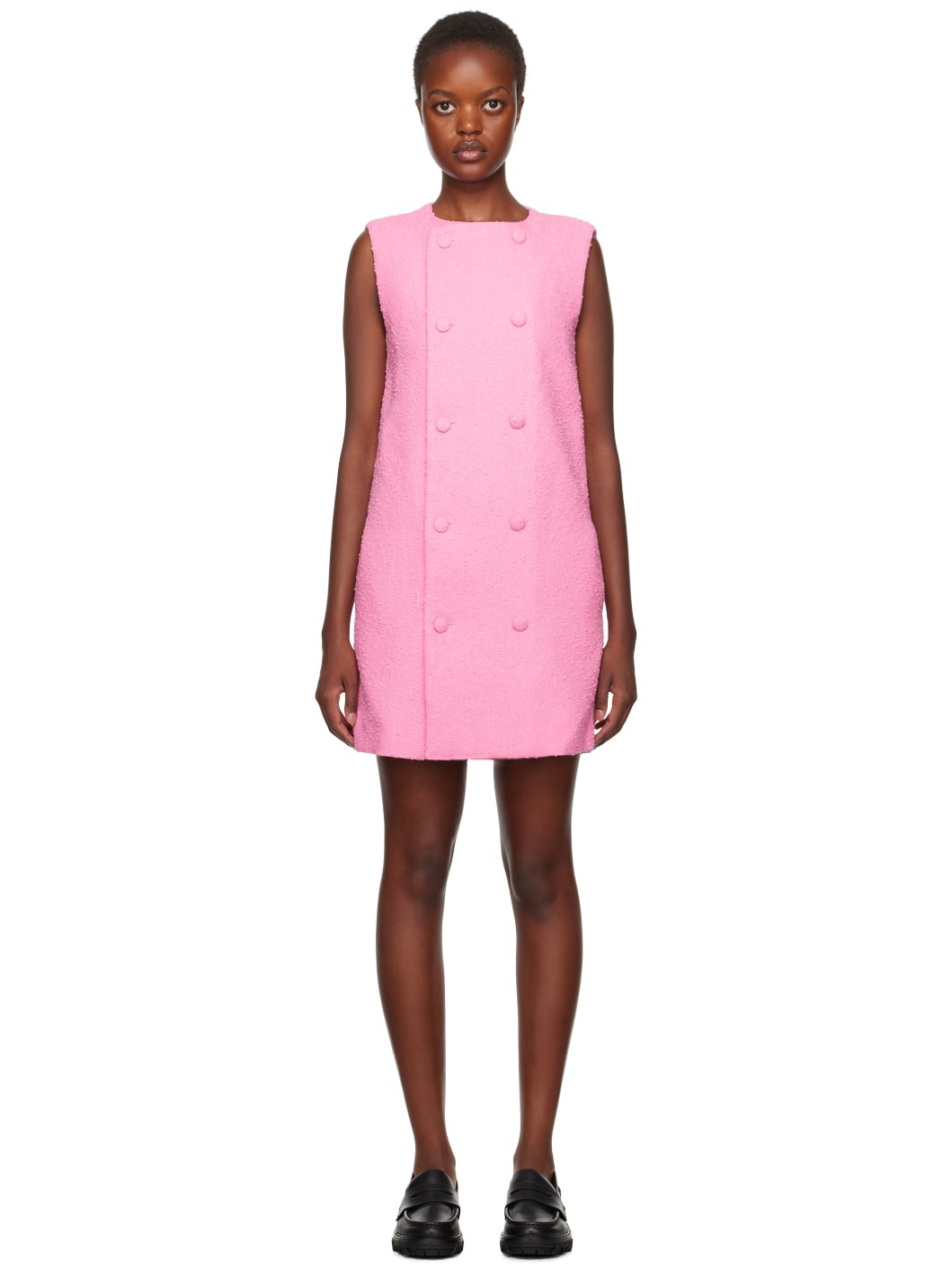 Pink Double-Breasted Minidress - 1