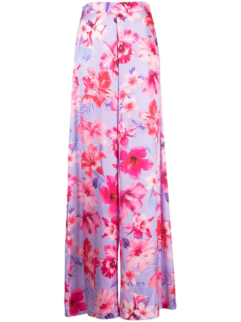 floral-print high-waisted palazzo pants 1