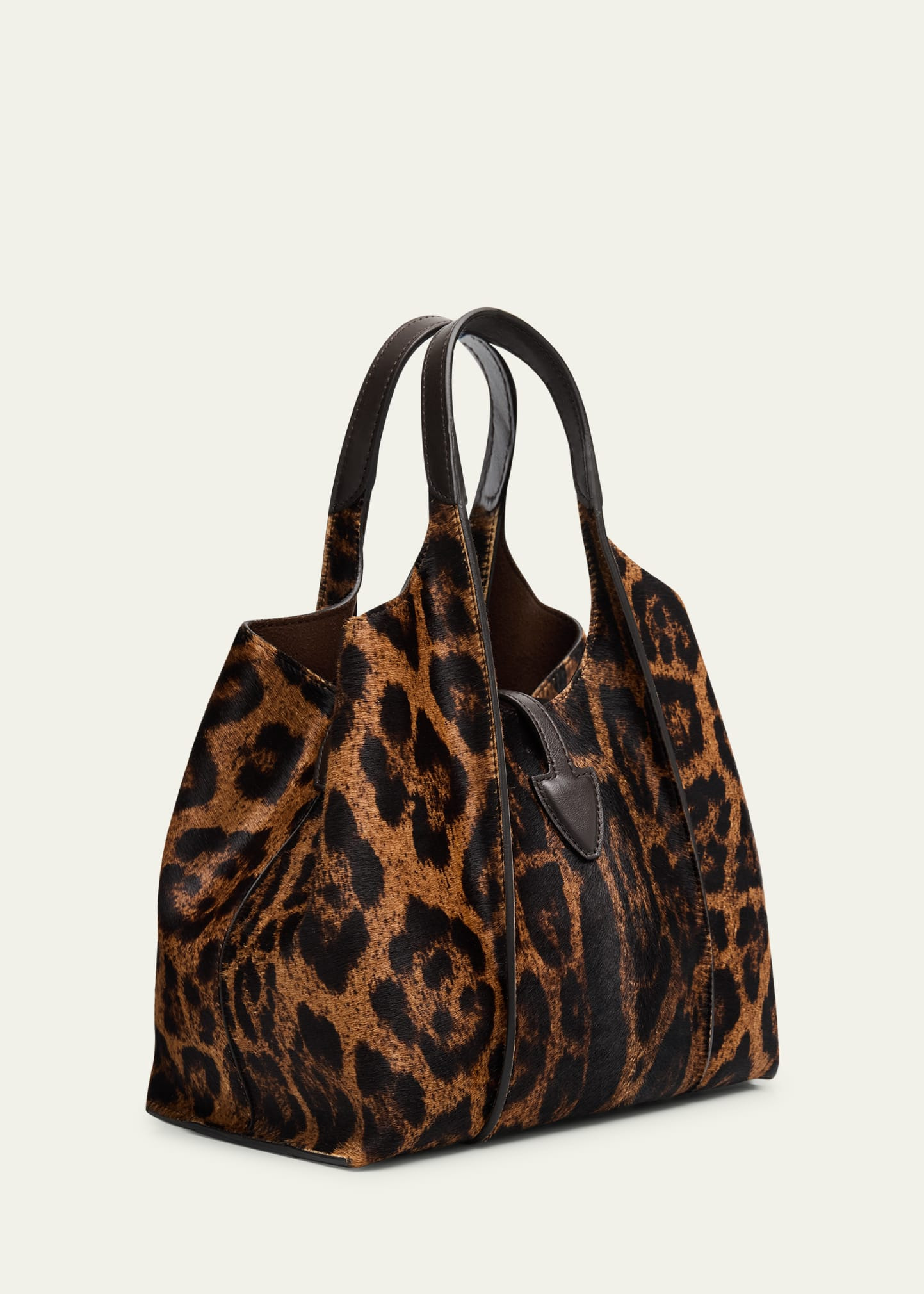 Animal-Print Calf Hair Shopping Tote Bag - 3