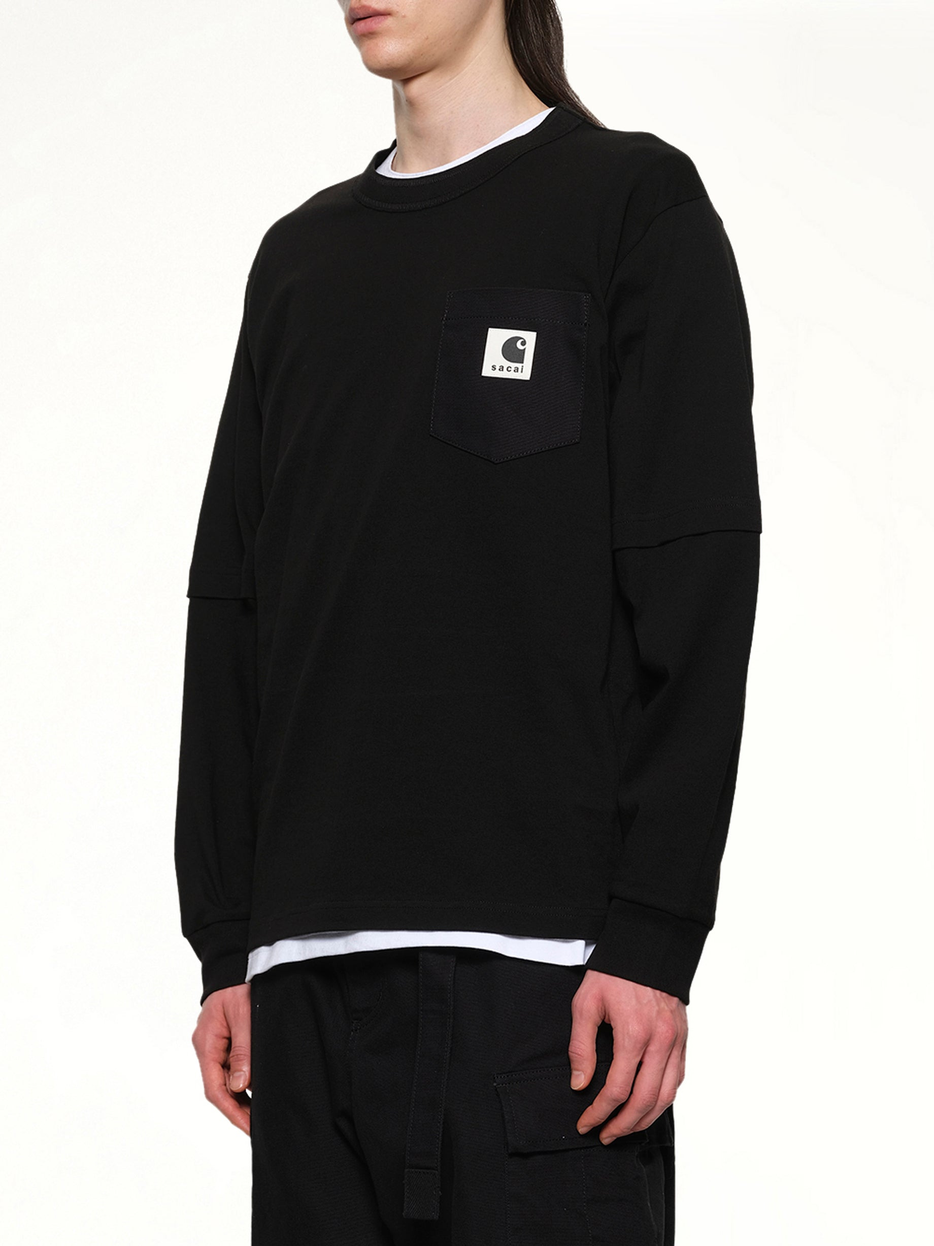 Carhartt WIP Cotton Jersey L/S T-Shirt in Black - 3