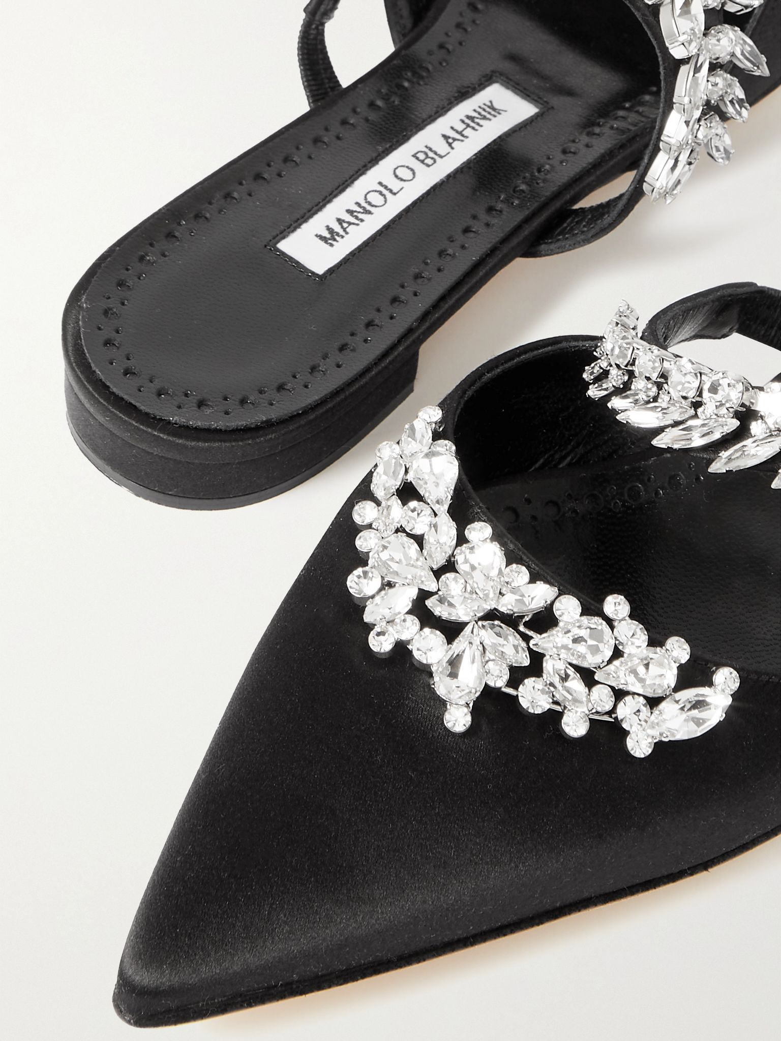 Lurum 45 crystal-embellished satin mules Black - 4