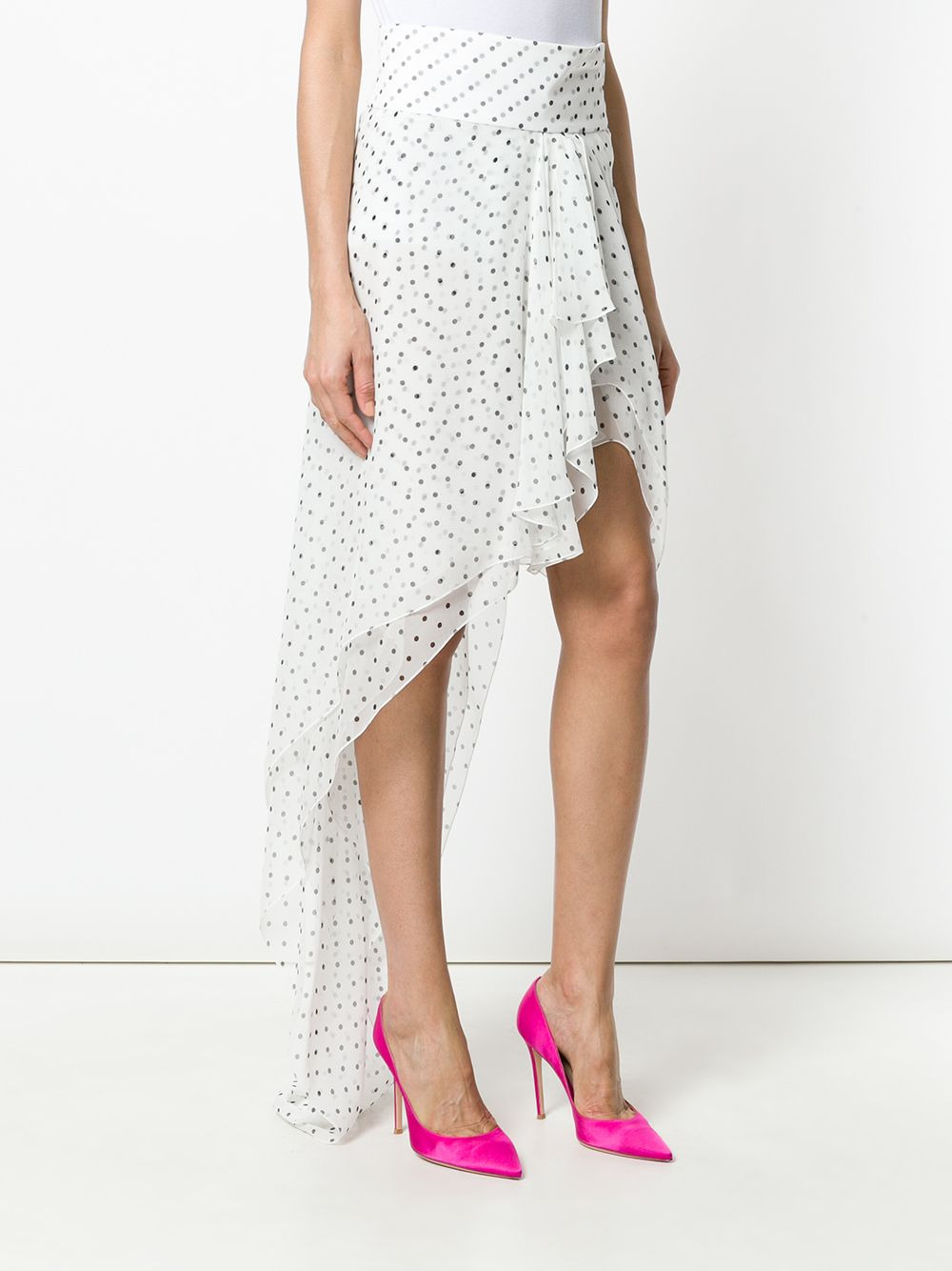 asymmetric spotted ruffled skirt - 3