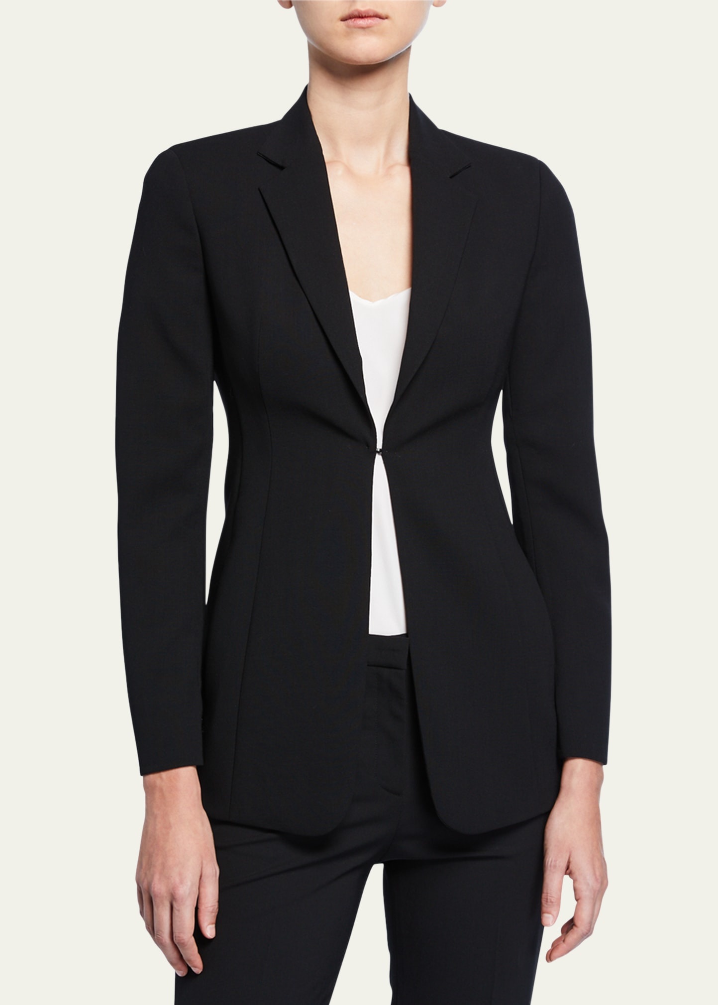 Leather-Collar Wool Jacket - 3