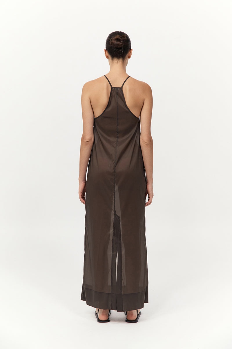Transparent Column Dress - Black Olive - 5