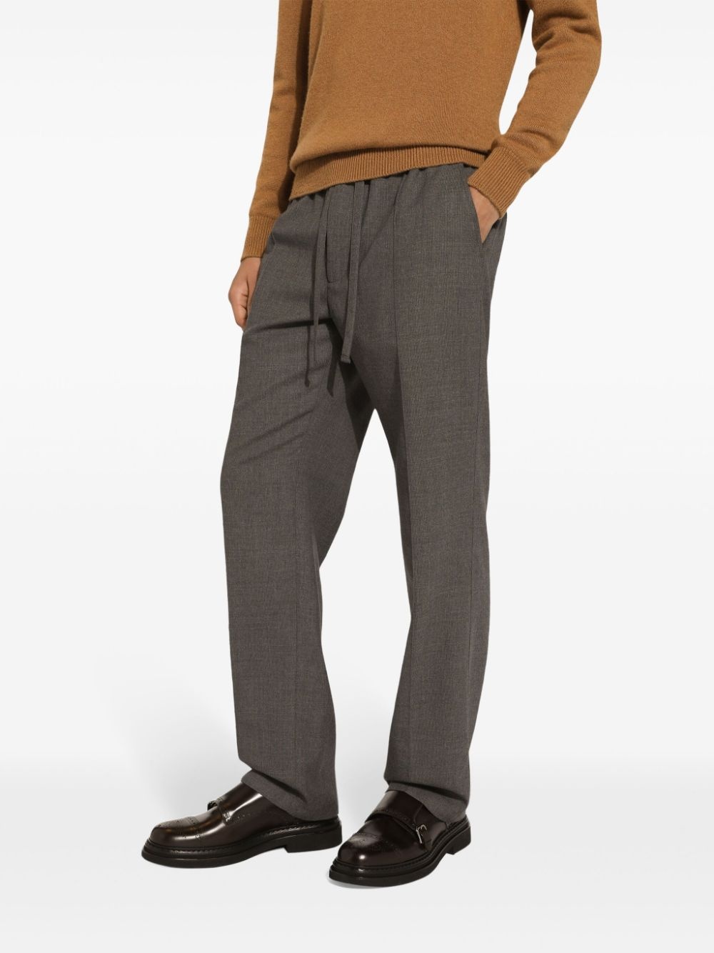 drawstring-waist wool trousers - 3