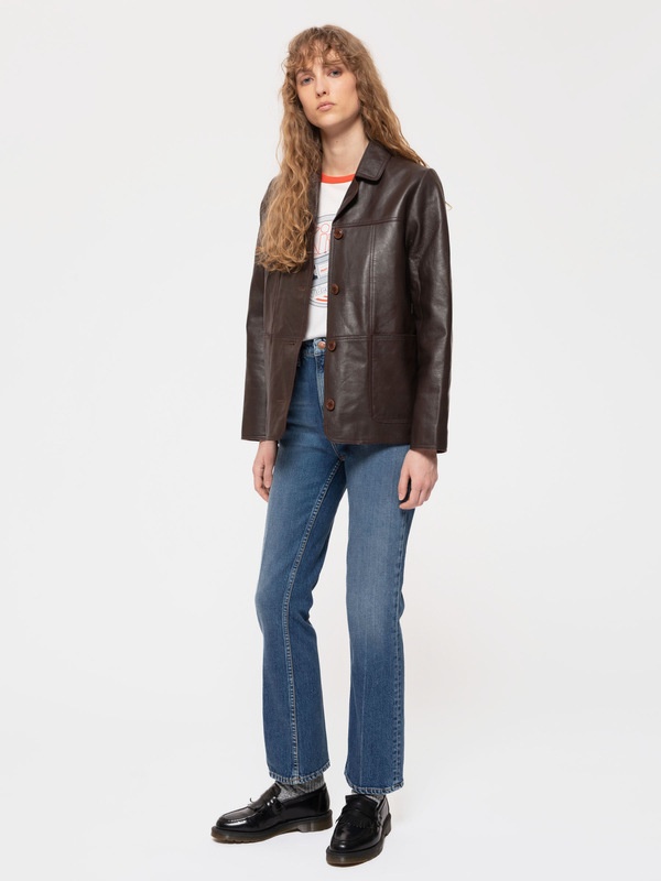 Saga Leather Blazer Dark Brown - 3