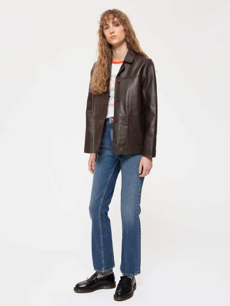 Saga Leather Blazer Dark Brown 3