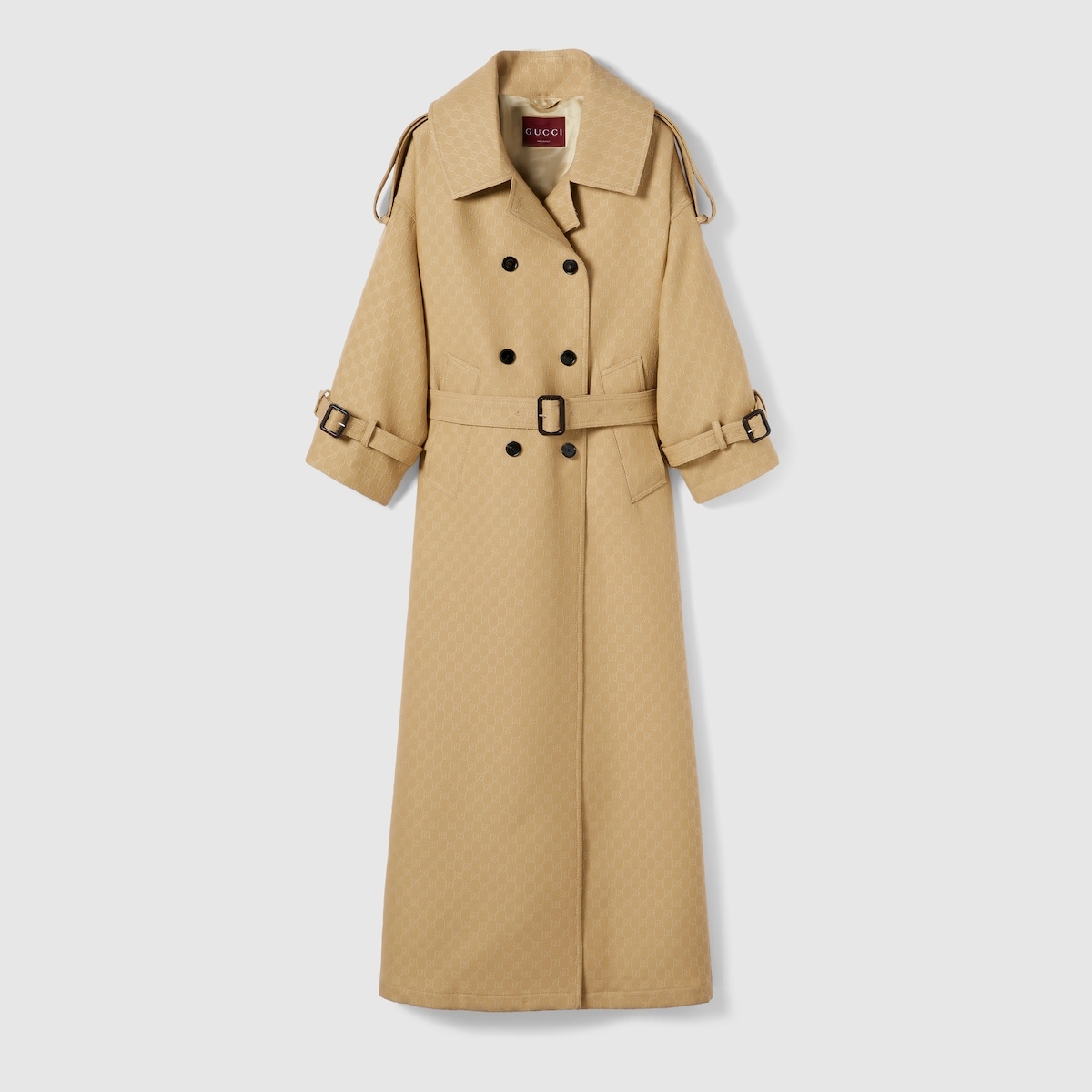 GG crêpe silk wool double-breasted coat - 1