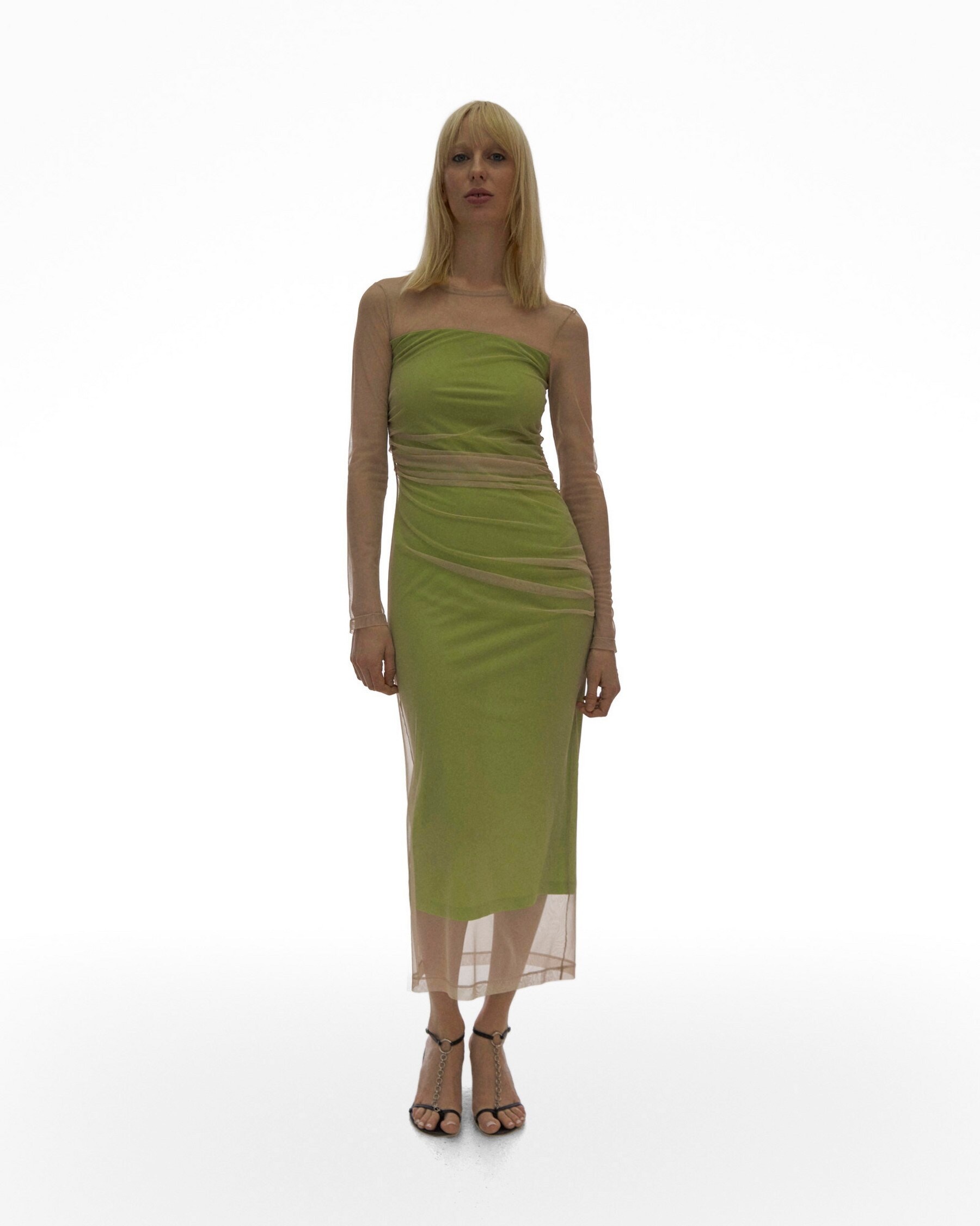 TULLE OVERLAY MIDI DRESS - 2