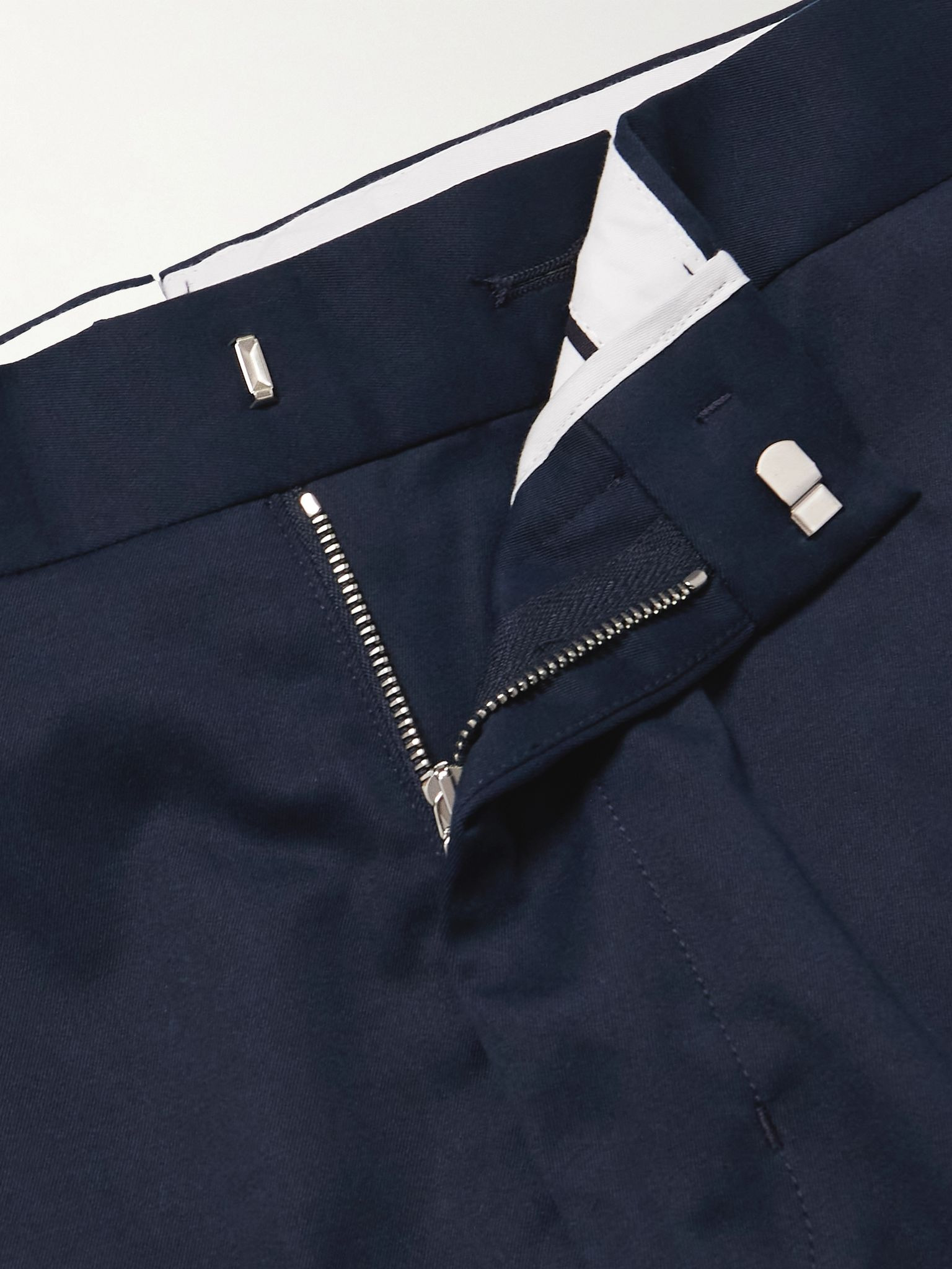 Brandon Slim-Fit Tapered Stretch Cotton and Cashmere-Blend Twill Trousers Navy - 6