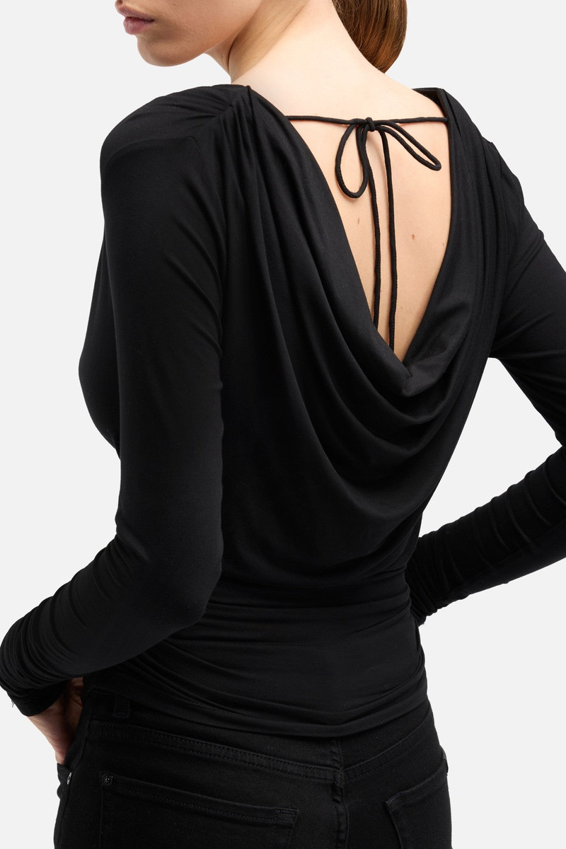 Long Sleeve Draped Top in Black 4