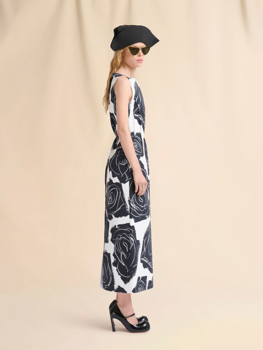 WHITE POPLIN BOAT-NECK DRESS WITH CYBELE PRINT - 6