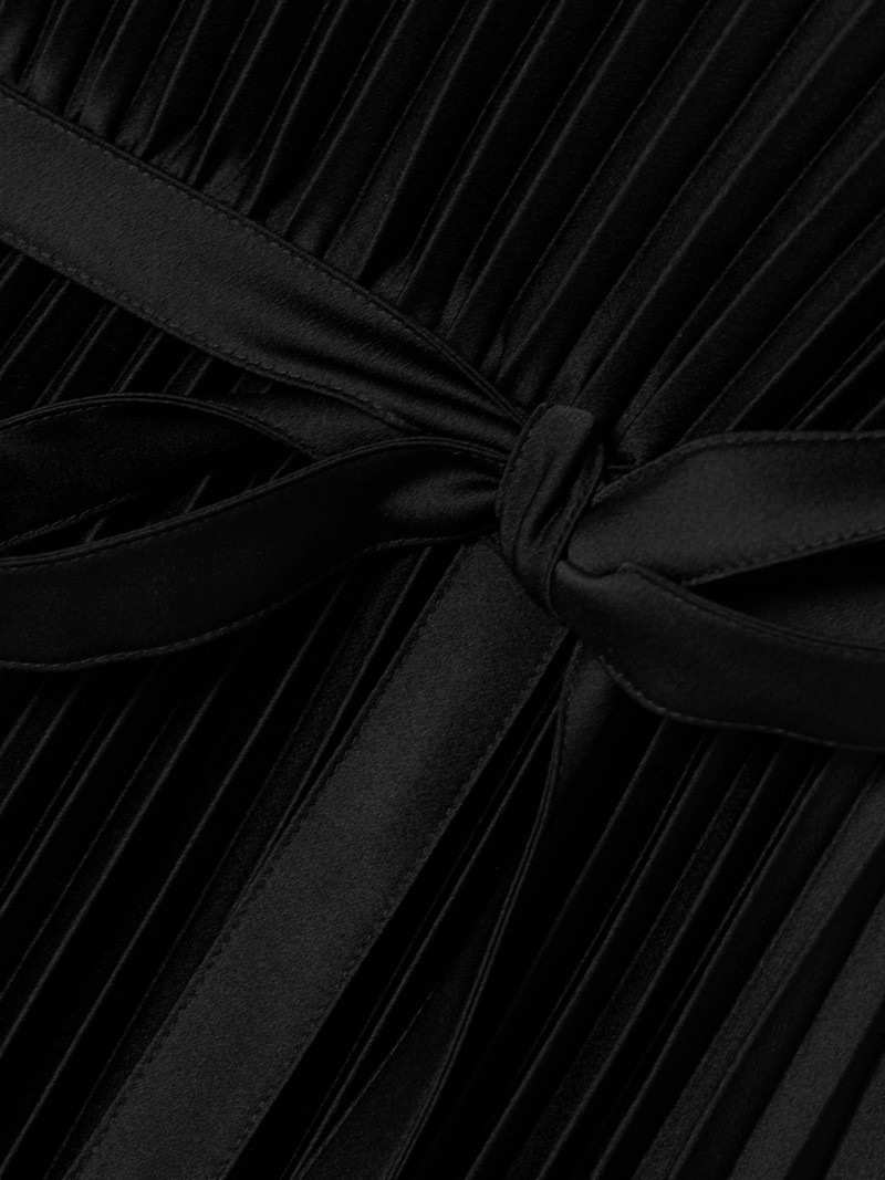 Volta Belted Plissé Satin Midi Dress 4