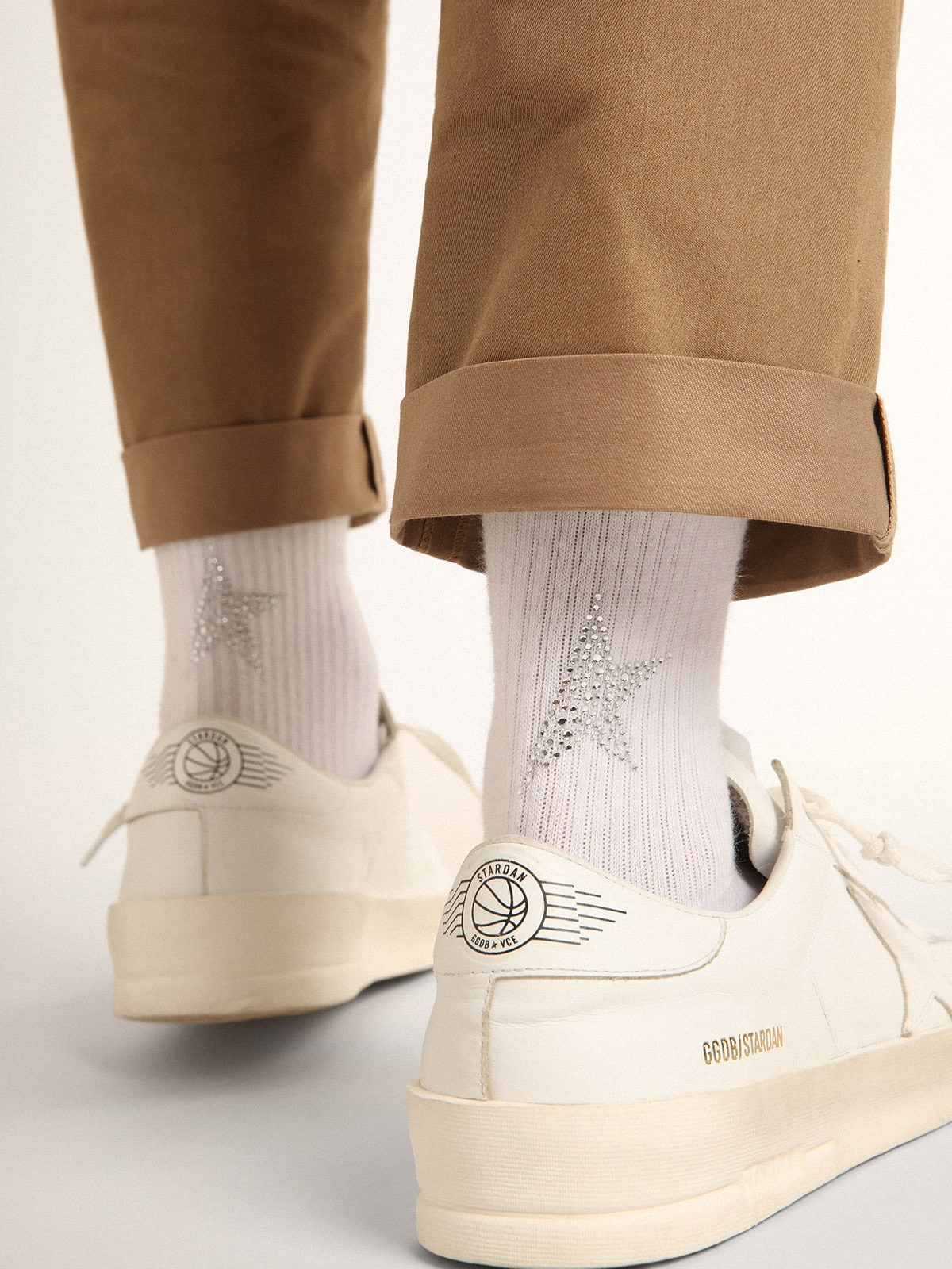 White socks with crystal star on the back - 4