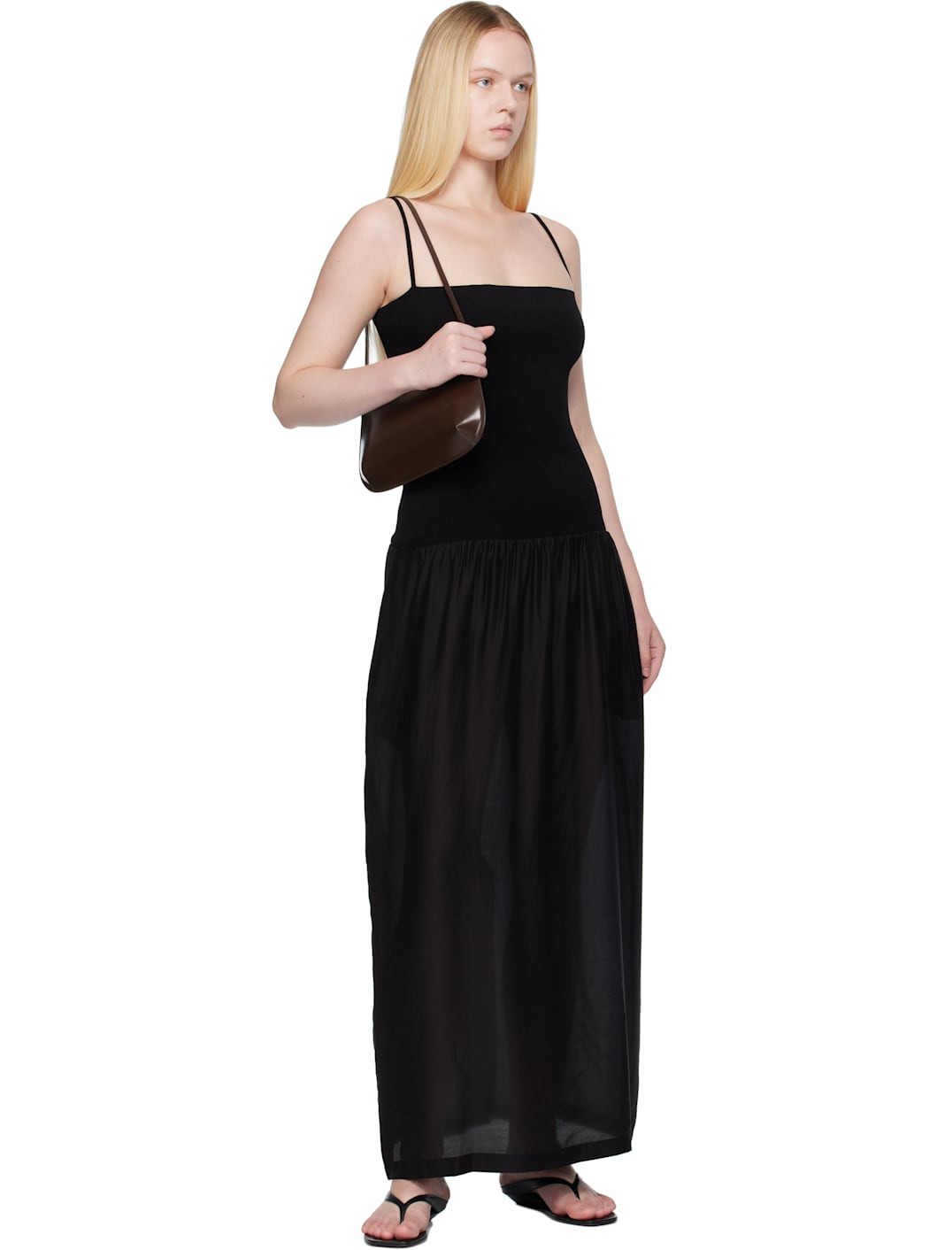 Black Silky Knit Maxi Dress - 4