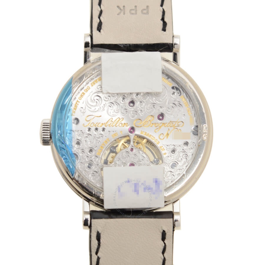 Breguet Tourbillon Mother of Pearl Dial 18kt White Gold Diamond Black Leather Ladies Watch 3358BB529 - 4