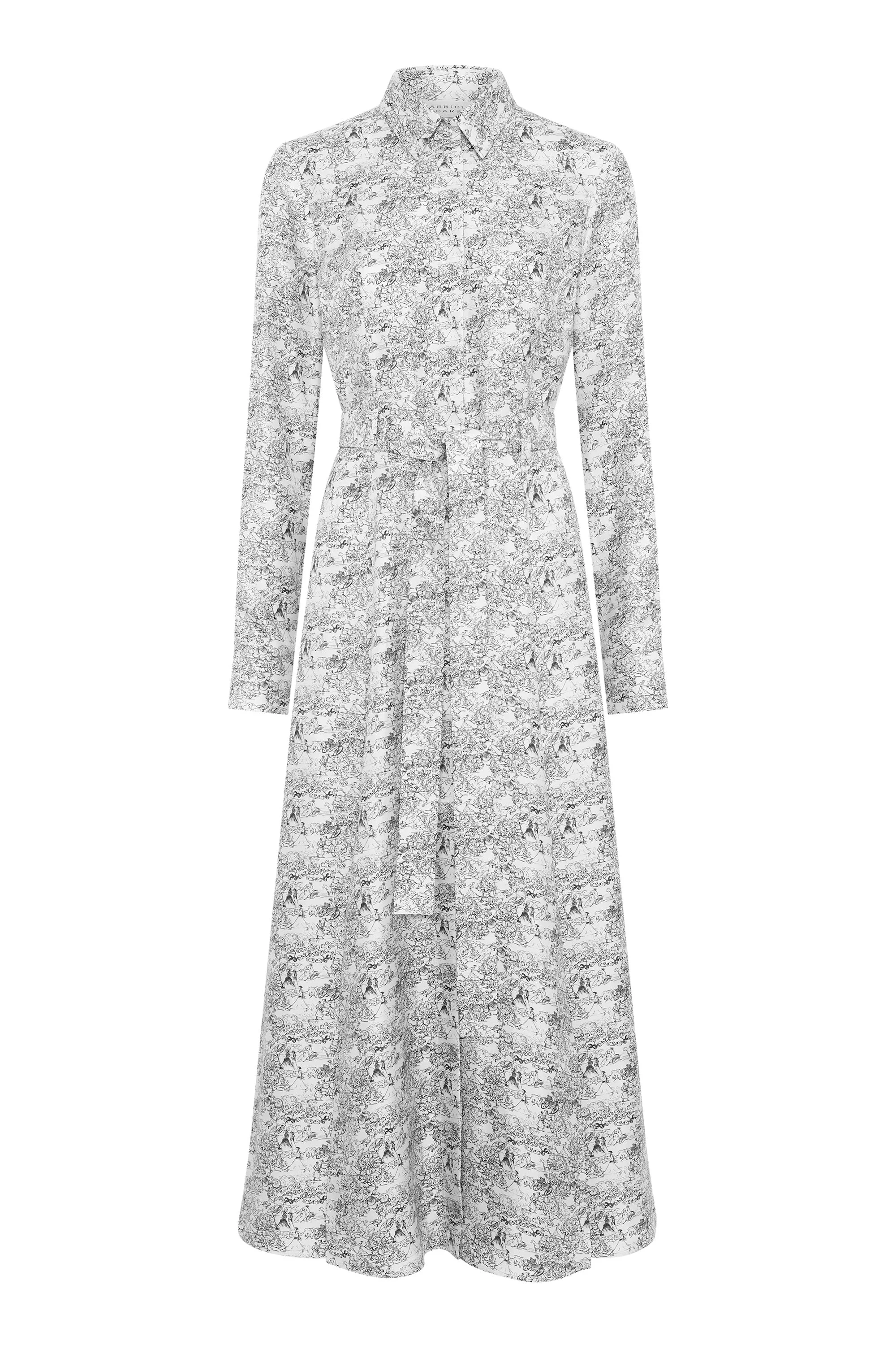 Galway Shirtdress in Ivory Multi Printed Silk Twill - 1