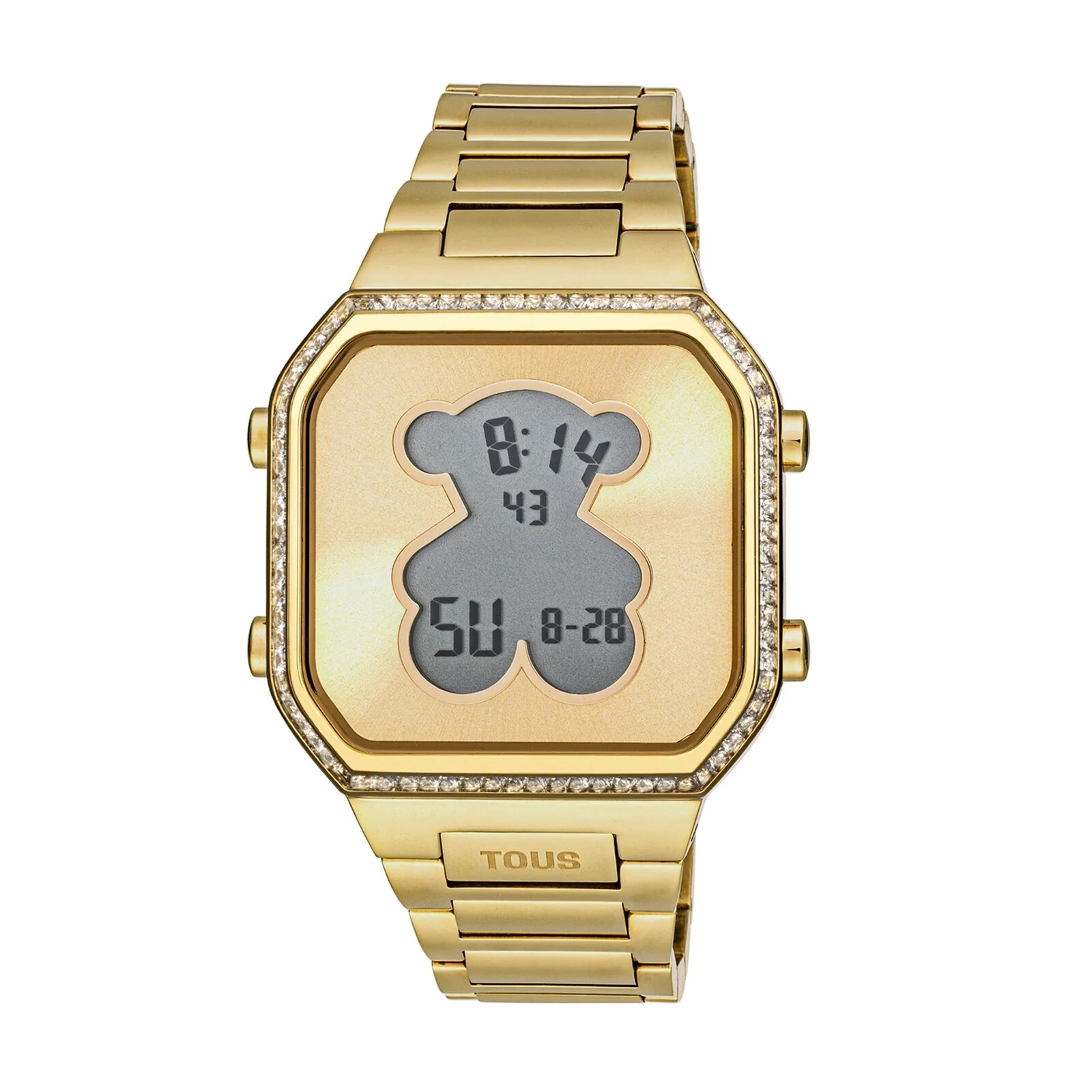 Digital Watch with gold-colored IPG steel bracelet and zirconias D-BEAR - 1