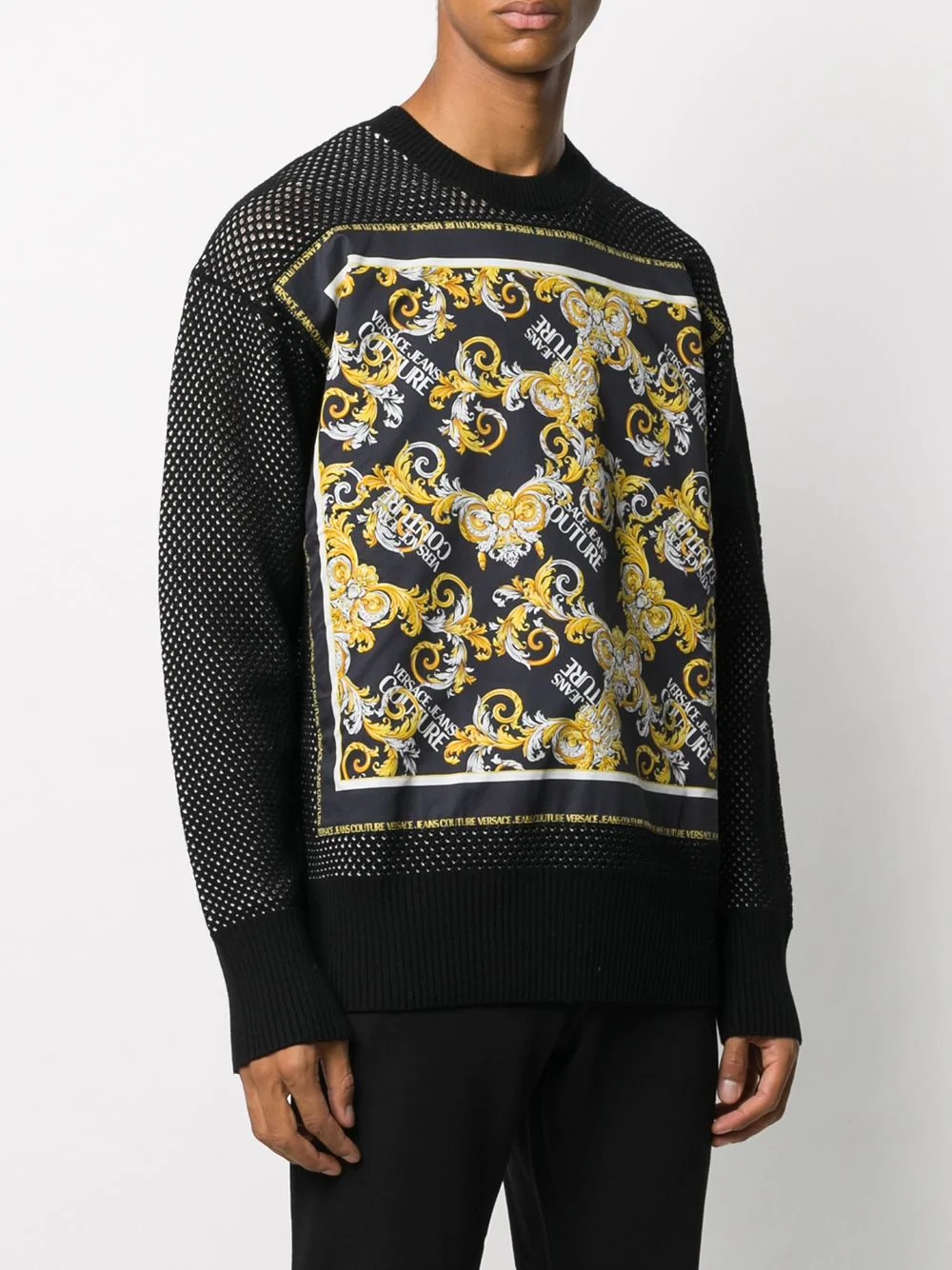 Barocco-print mesh sweatshirt - 3