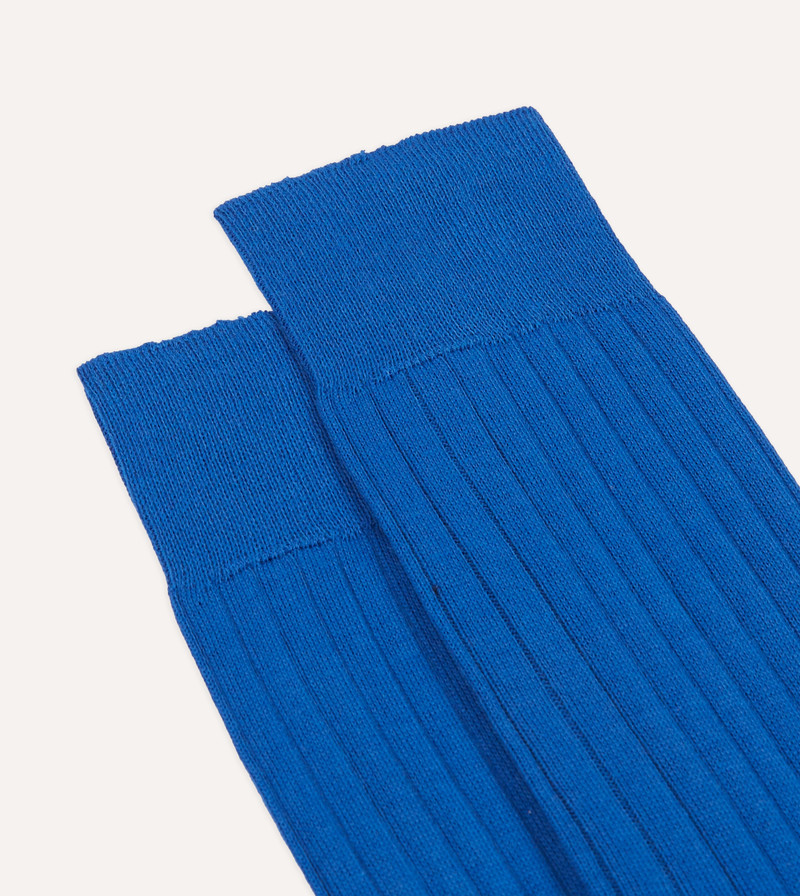 Royal Blue Cotton Mid-Calf Socks 3