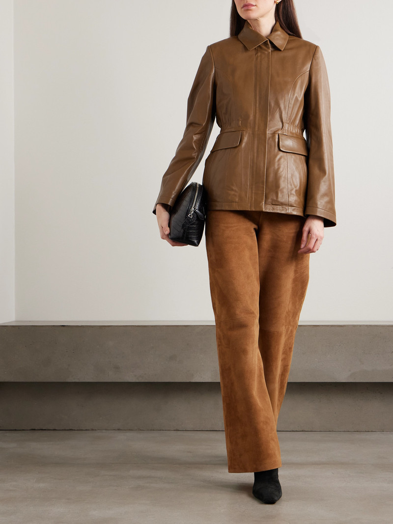 NOUR HAMMOUR Wells Gathered Leather Jacket outlook