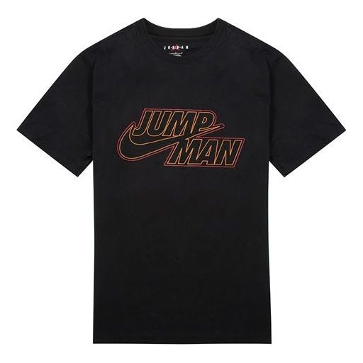 Air Jordan Large Logo Alphabet Printing Sports Training Round Neck Short Sleeve Black DN4430-010 - 1