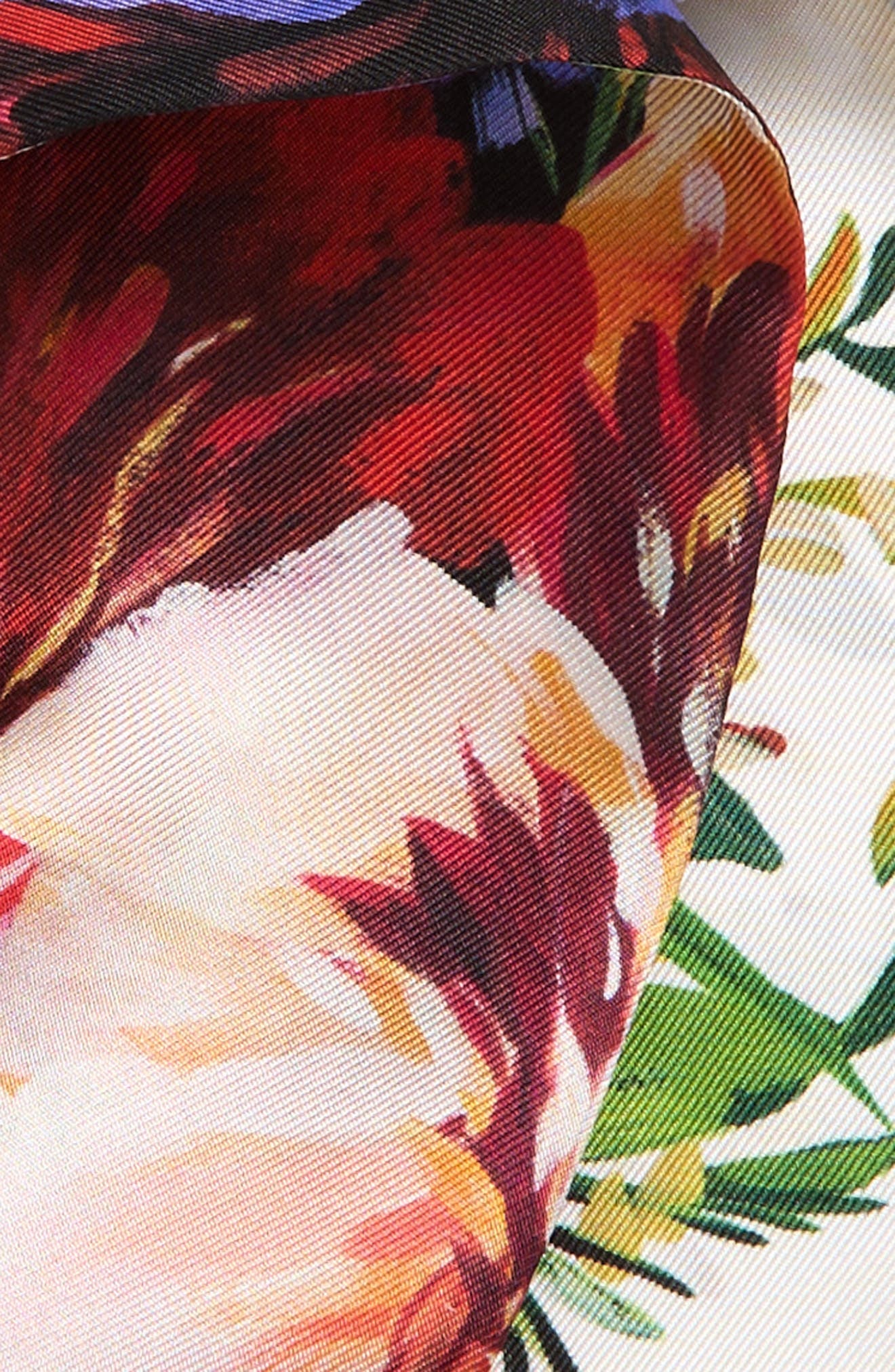 Dolce&Gabbana Floral Silk Twill Skinny Scarf in Hs5Pc B.fiori Cret.b/Rosso at Nordstrom - 4